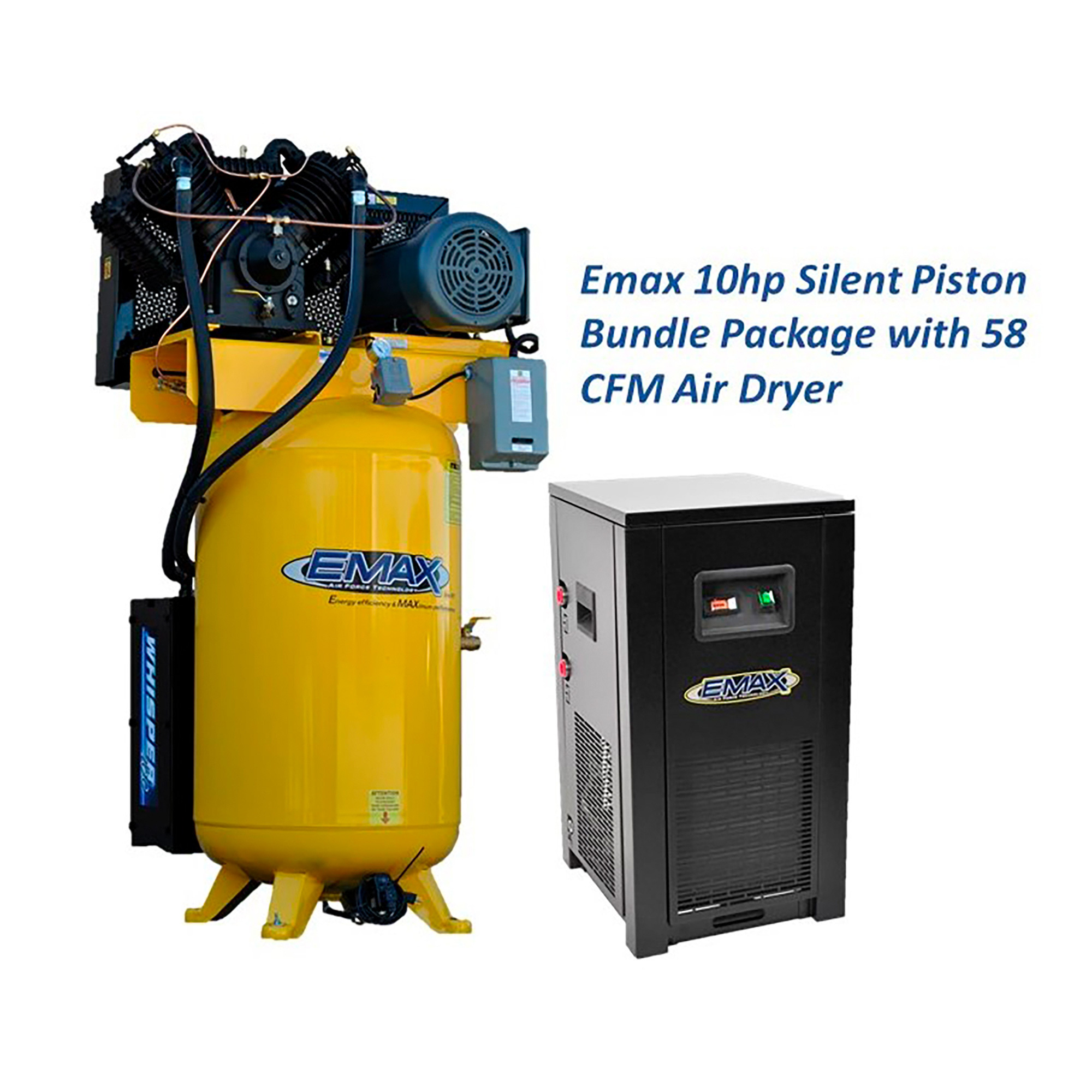 EMAX Silent Air Industrial Plus 10 HP, 3Phase, 460 Volt, 80Gallon