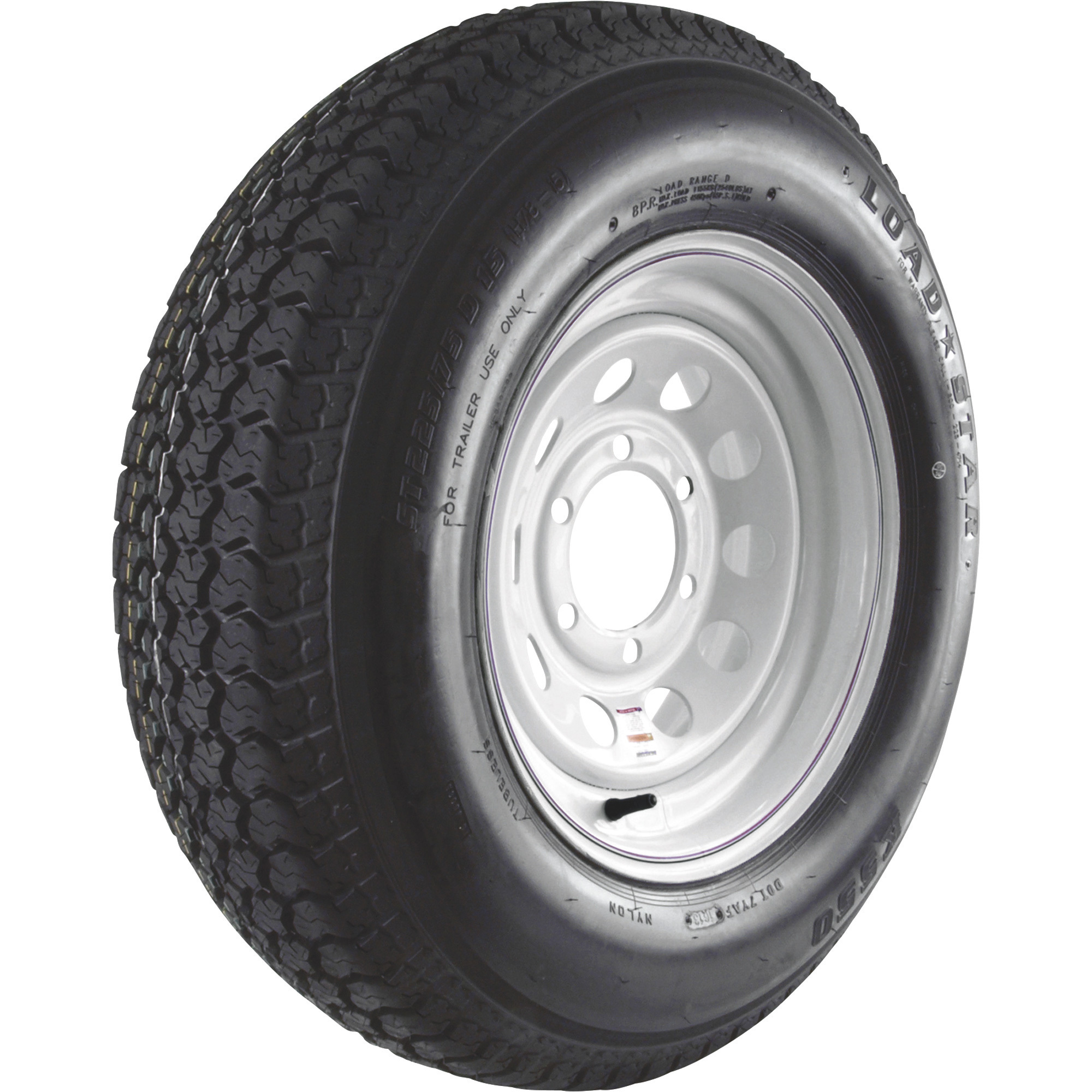 Martin Wheel Carrier Star 15in. Bias-Ply Trailer Tire and Wheel Assembly, ST225/75D-15, 6-Hole, Load Range D, Model# DM225D5D-6MI