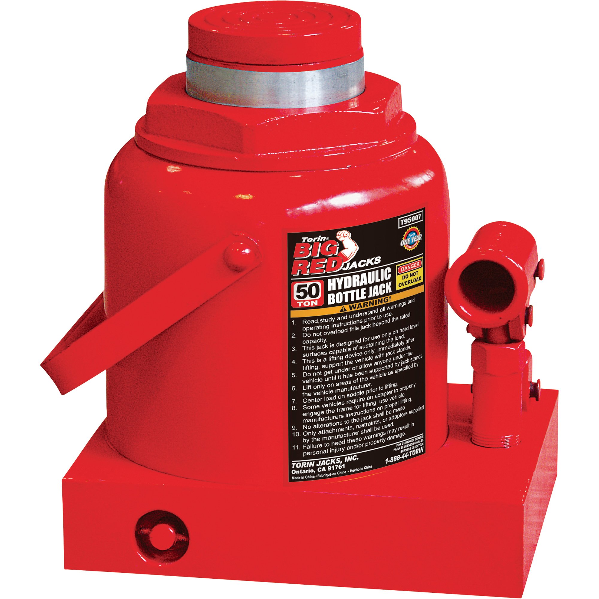 Please see replacement item# 46243. Torin Hydraulic Bottle Jack — 50 Ton,  Model# T95007 Northern Tool