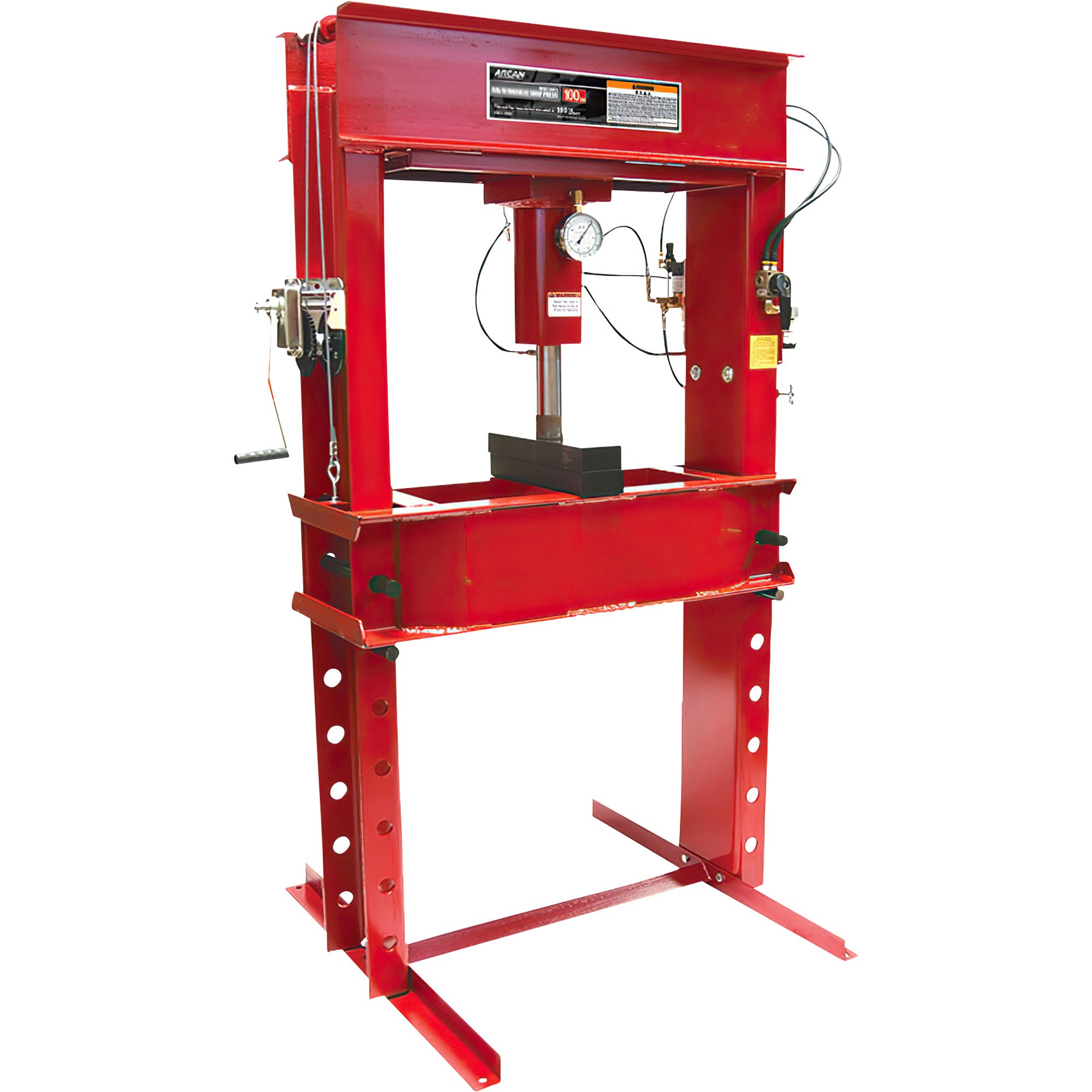 Arcan 100-Ton Pneumatic Shop Press with Gauge and Winch — Model# CP100A