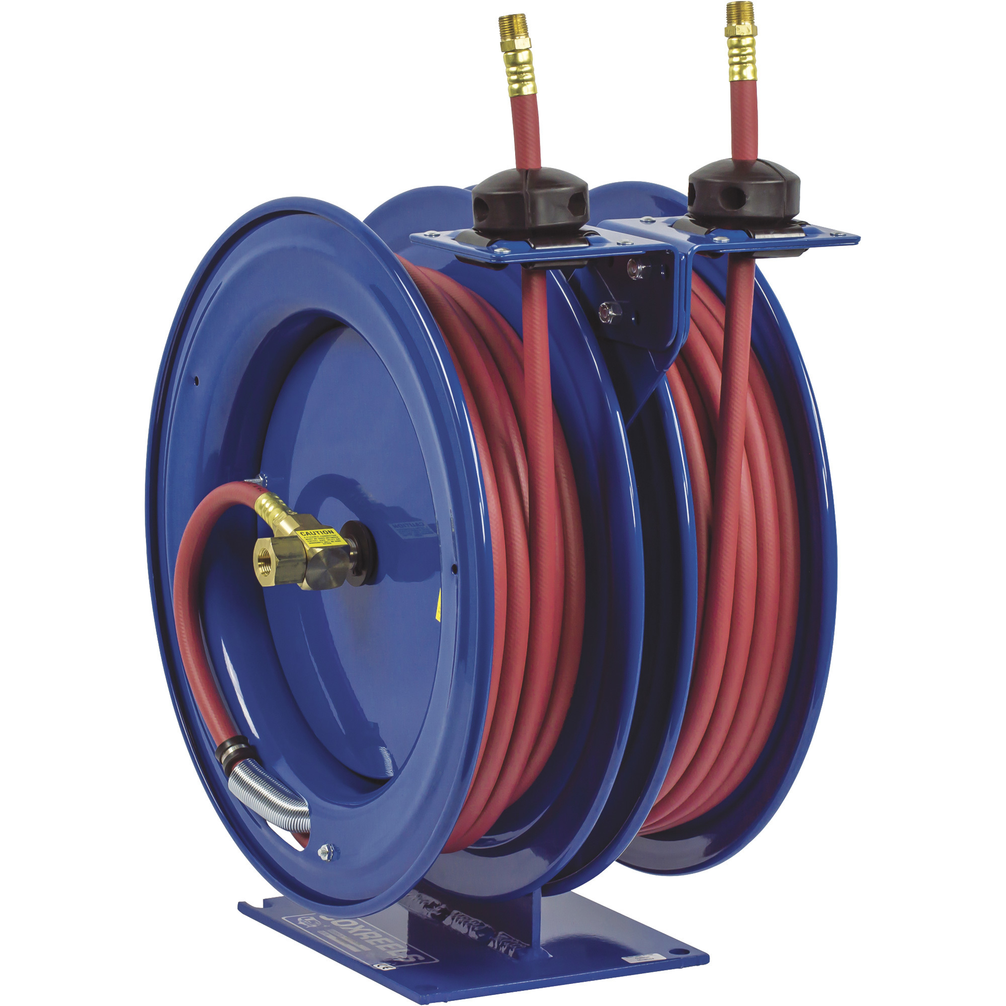 Coxreels Dual Air Hose Reel, With 1/4in. x 50ft. PVC Hoses, Max