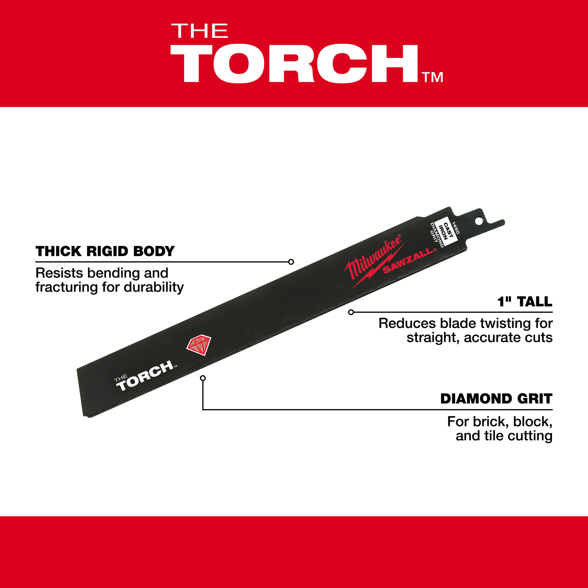 Milwaukee Diamond Grit The Torch SAWZALL Blade, 9in., Model 48001450