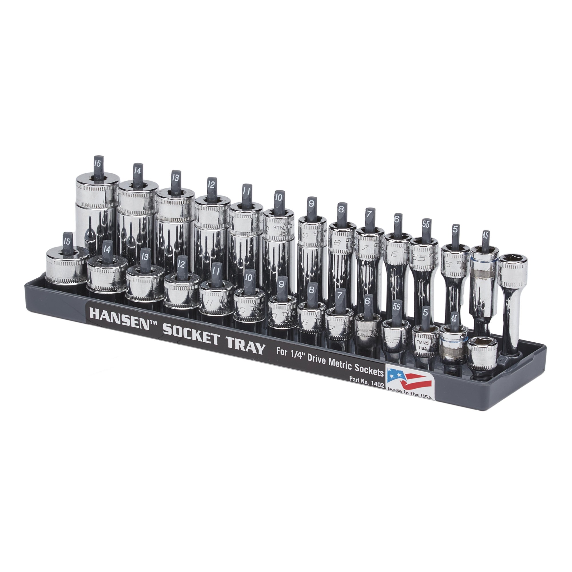 Hansen Global Standard and Deep Socket Tray, 1/4in. Metric