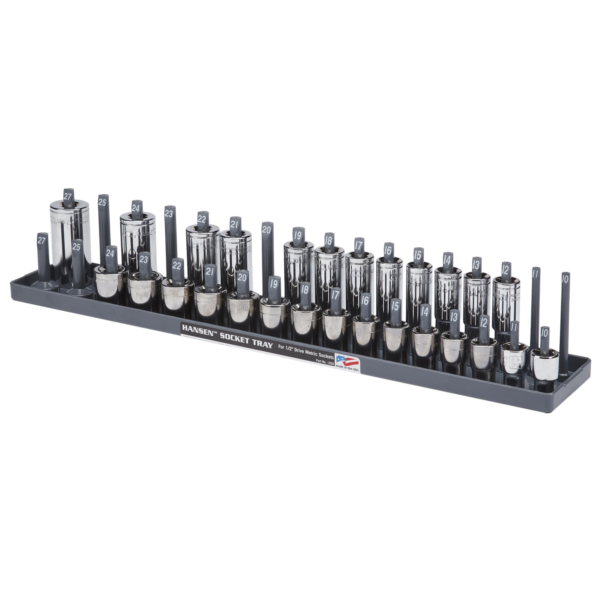 Hansen Global Regular and Deep Socket Tray, 1/2in. Metric