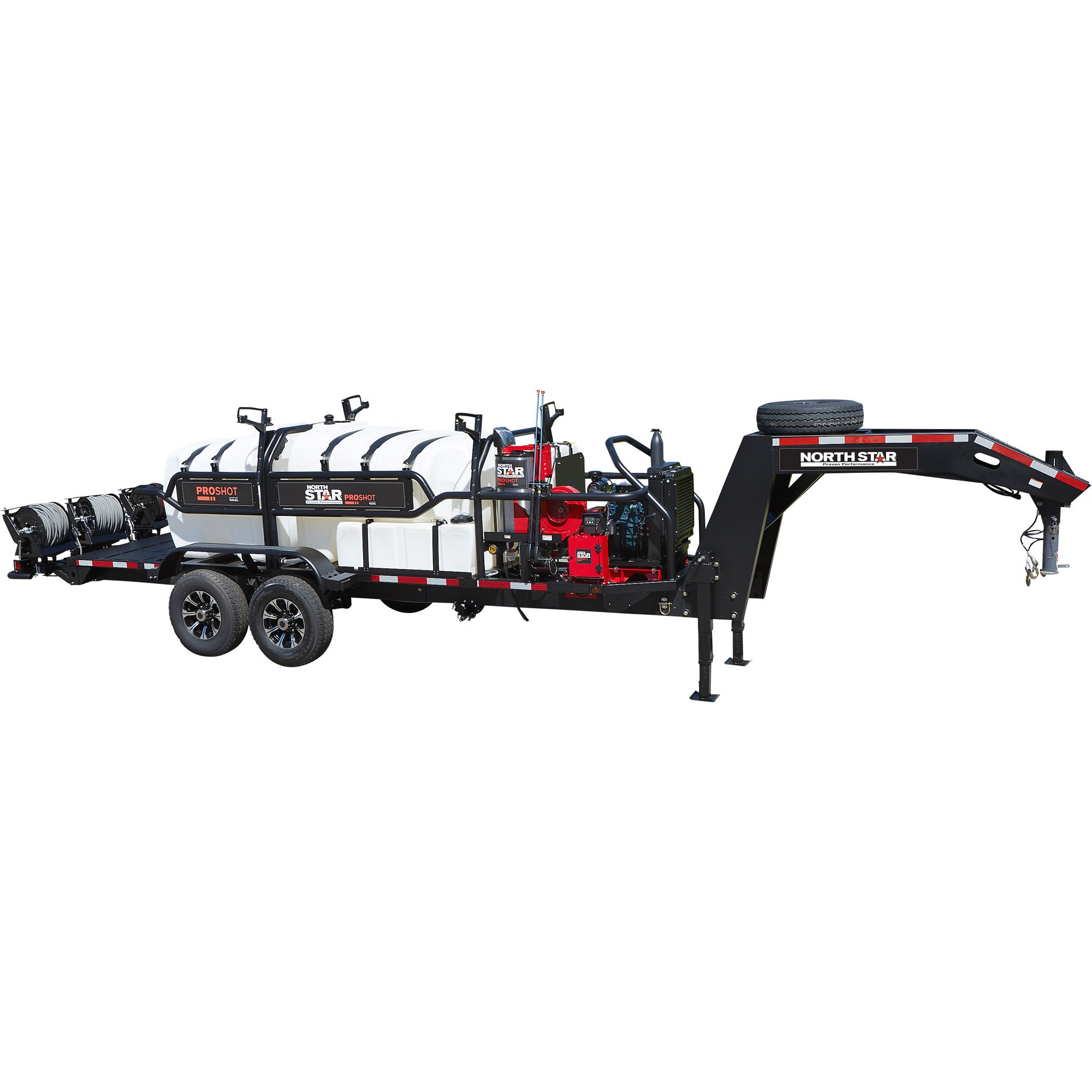 NorthStar ProShot Hot Water Commercial Pressure Washer Trailer — 3000 PSI, 8.0 GPM, 2 Spray Guns/Lances, Diesel Kubota Engine, 1000-Gal. Water Capacity