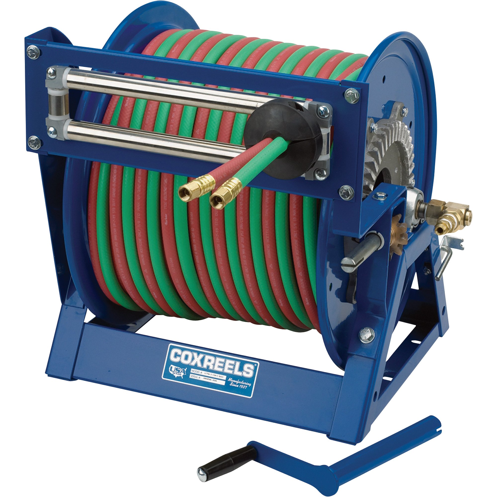 Coxreels 1275W Series Manual Twin-Line Oxyacetylene Hose Reel with Front  Crank — Reel Only, 3/8in. x 100Ft. Hose, Model# 1275WL-3-100-C