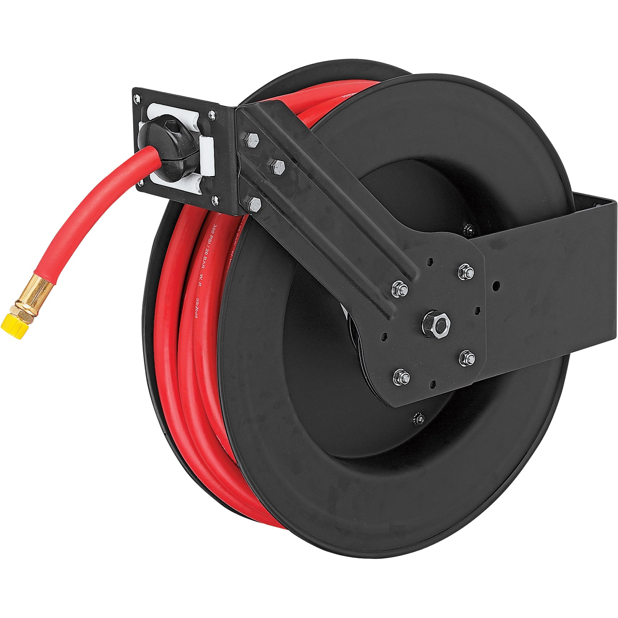 ReelWorks Auto Rewind Hose Reel — With 1/2in. x 50ft. Rubber Hose, Max. 300  PSI