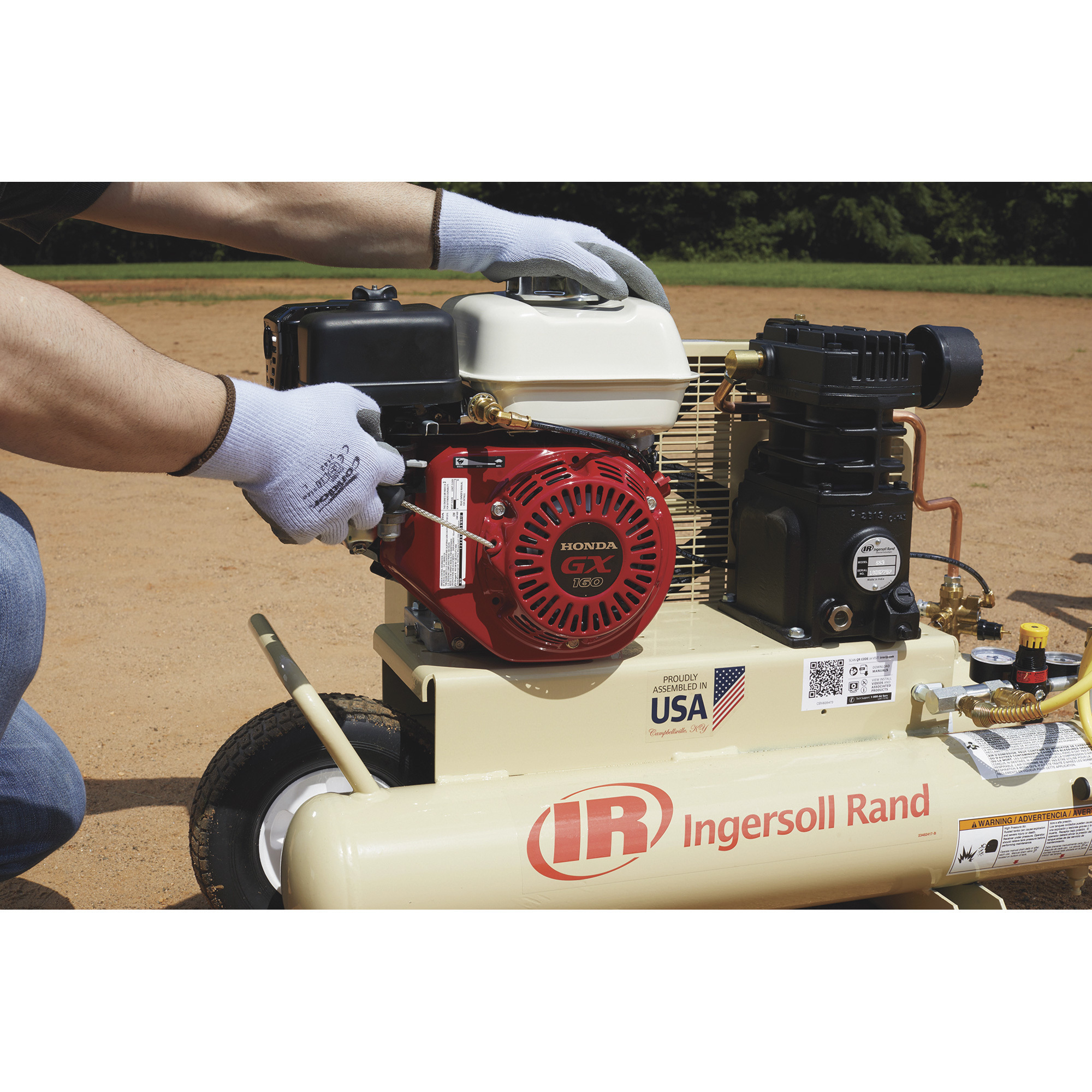 Ingersoll Rand GasPowered Portable Wheelbarrow Air Compressor, 5.5 HP