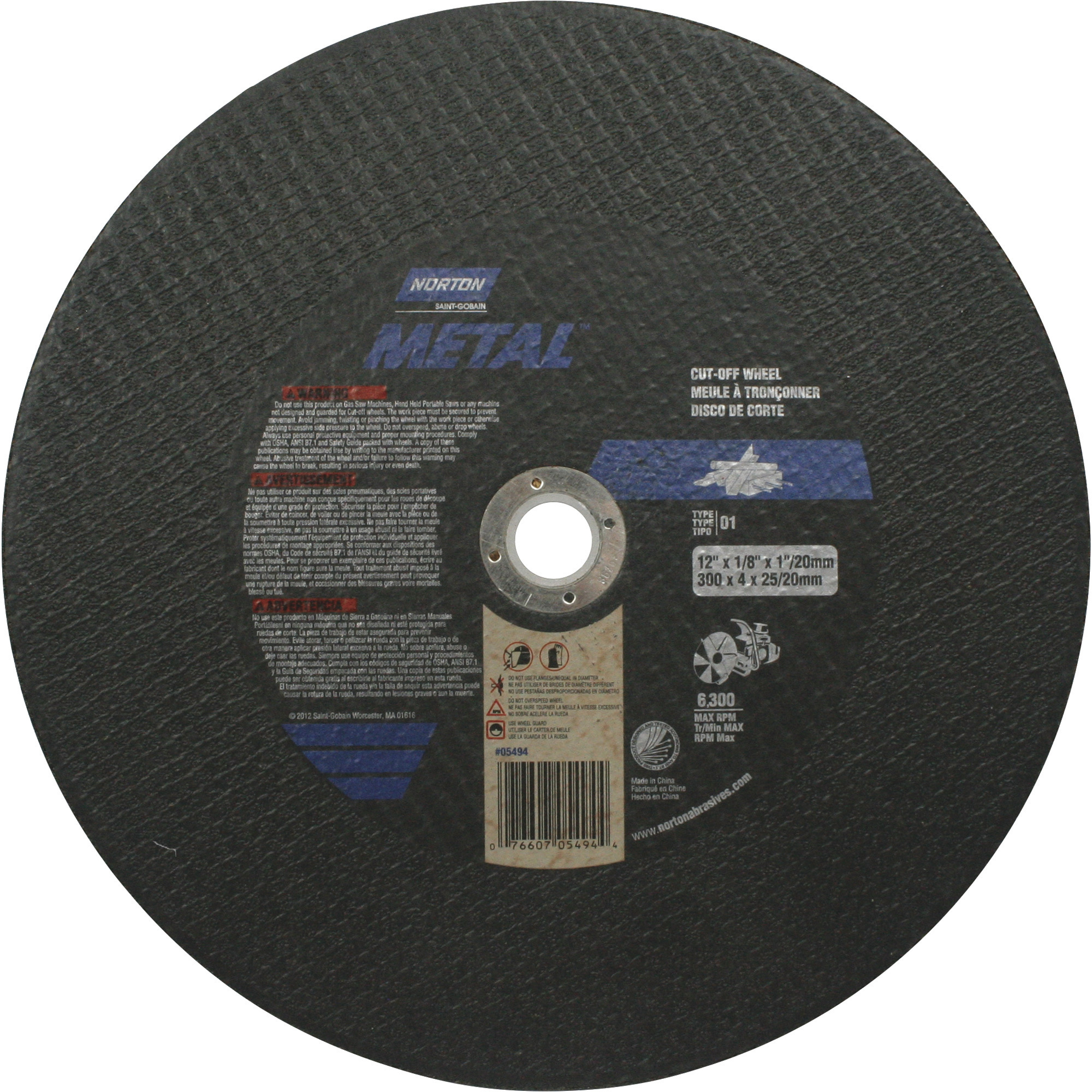 Norton Cutoff Wheel — 12in. Dia, 6200 RPM Northern Tool