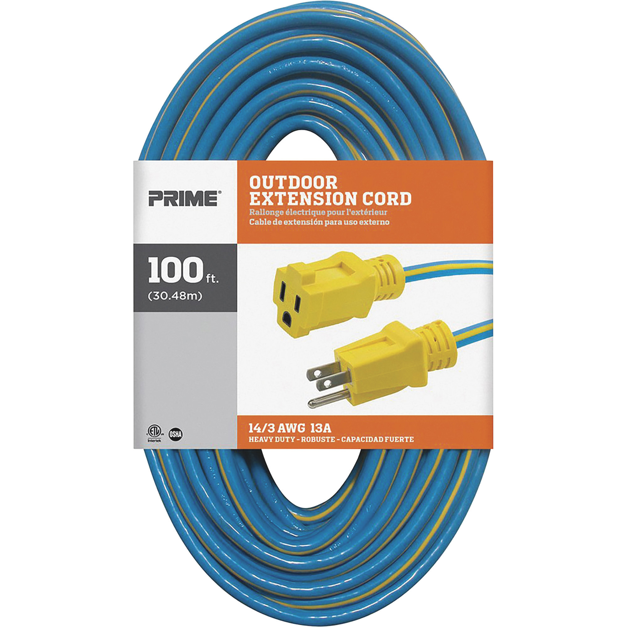 Prime Wire & Cable Heavy-Duty Outdoor Extension Cord, 100ft. 14/3
