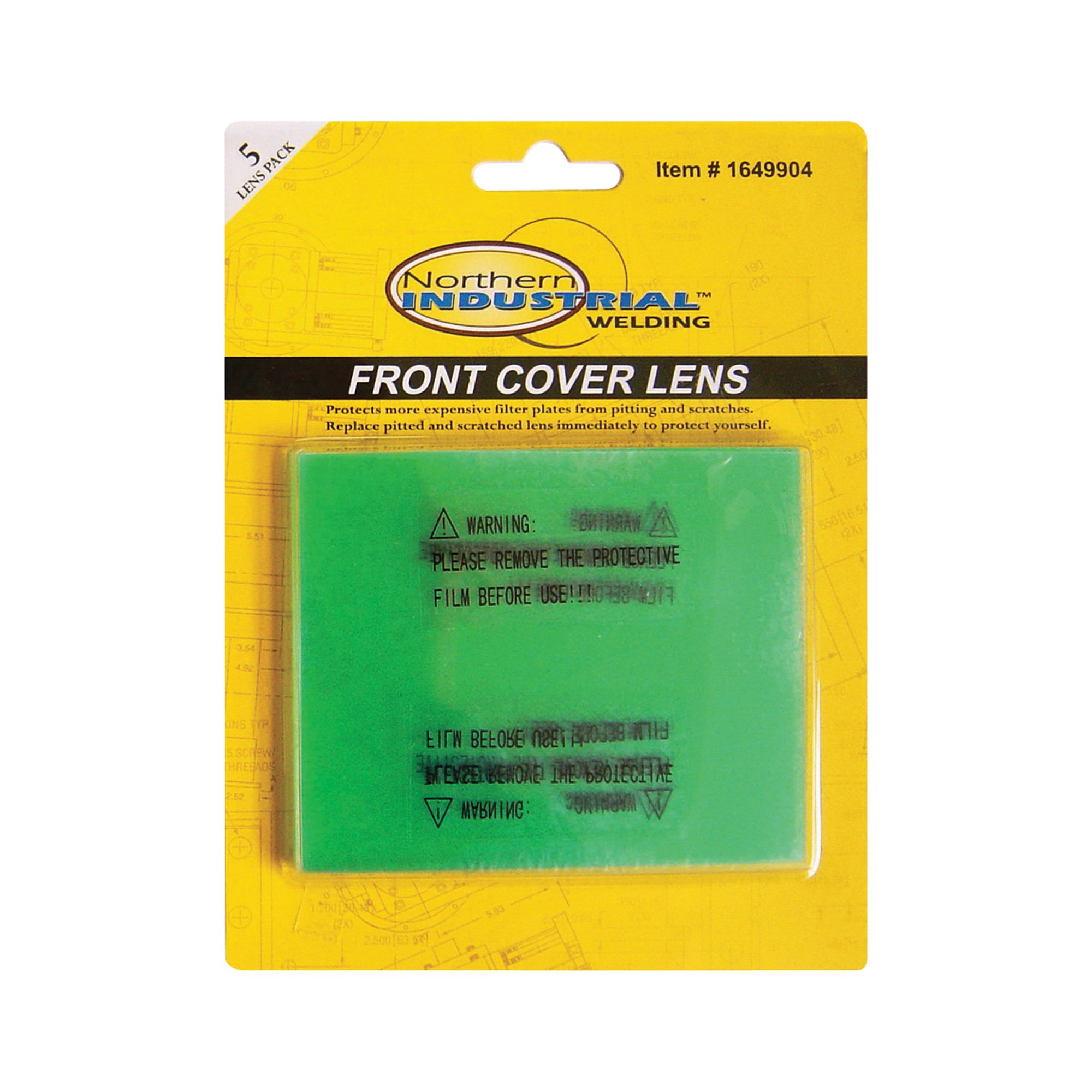 Northern Industrial Welders Welding Helmet Replacement Front Lens Kit - Fits Item #1649902, 5 Pack
