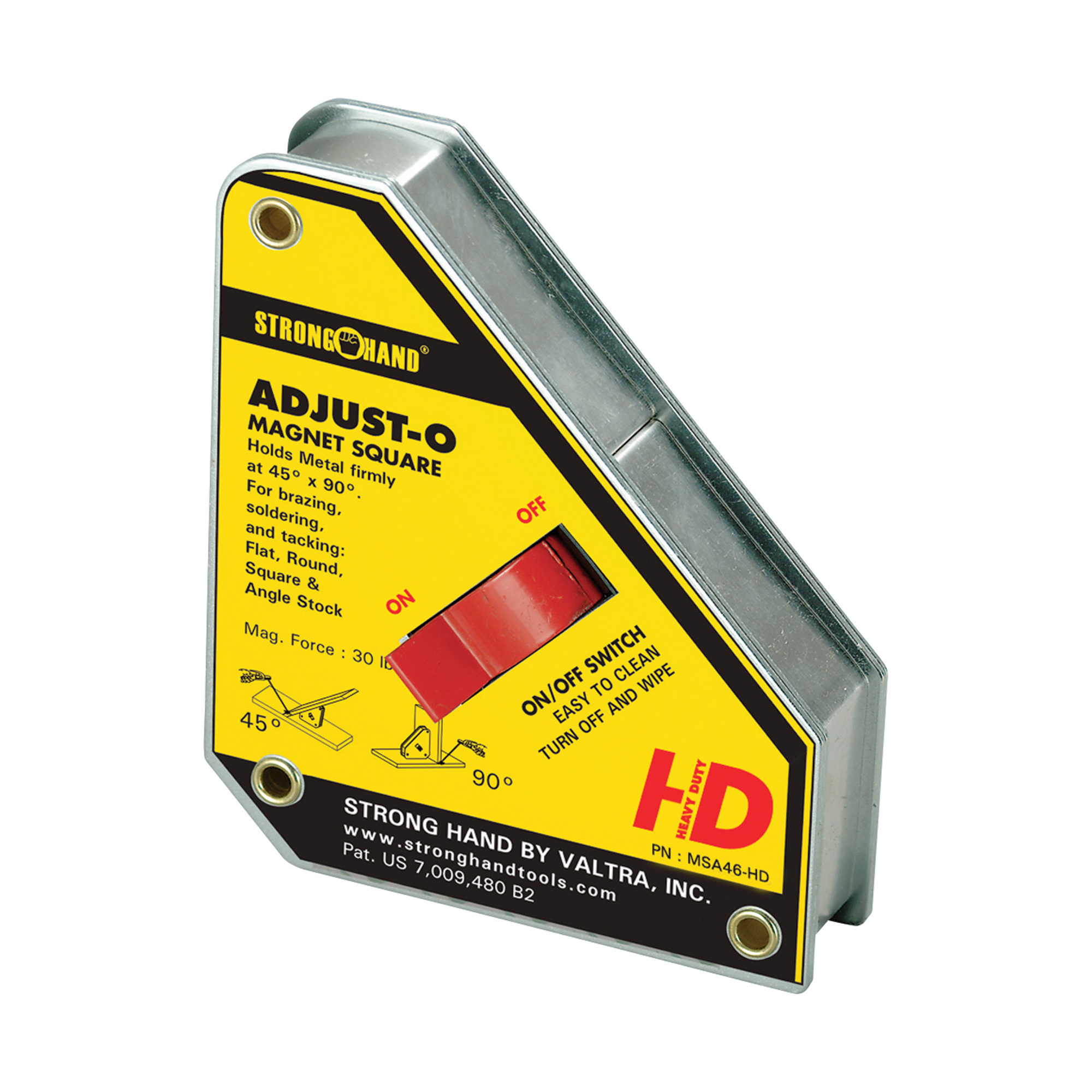 Strong Hand Tools Adjust-O Magnet Square, Heavy-Duty, 90Lb. Max. Pull Force, 4 3/8in., Model# MSA46-HD