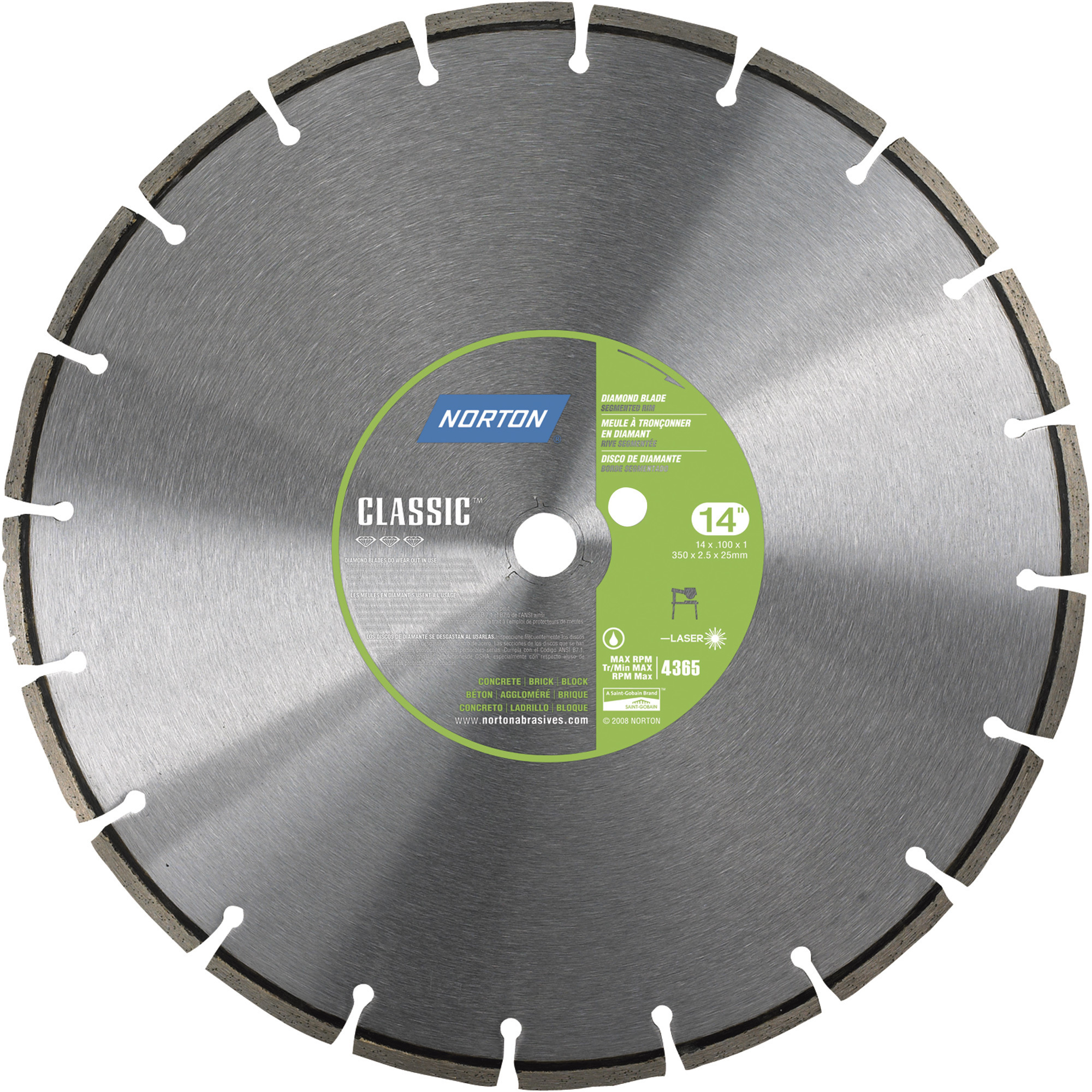 Norton Clipper Classic Blade, 14in. Dia, Diamond