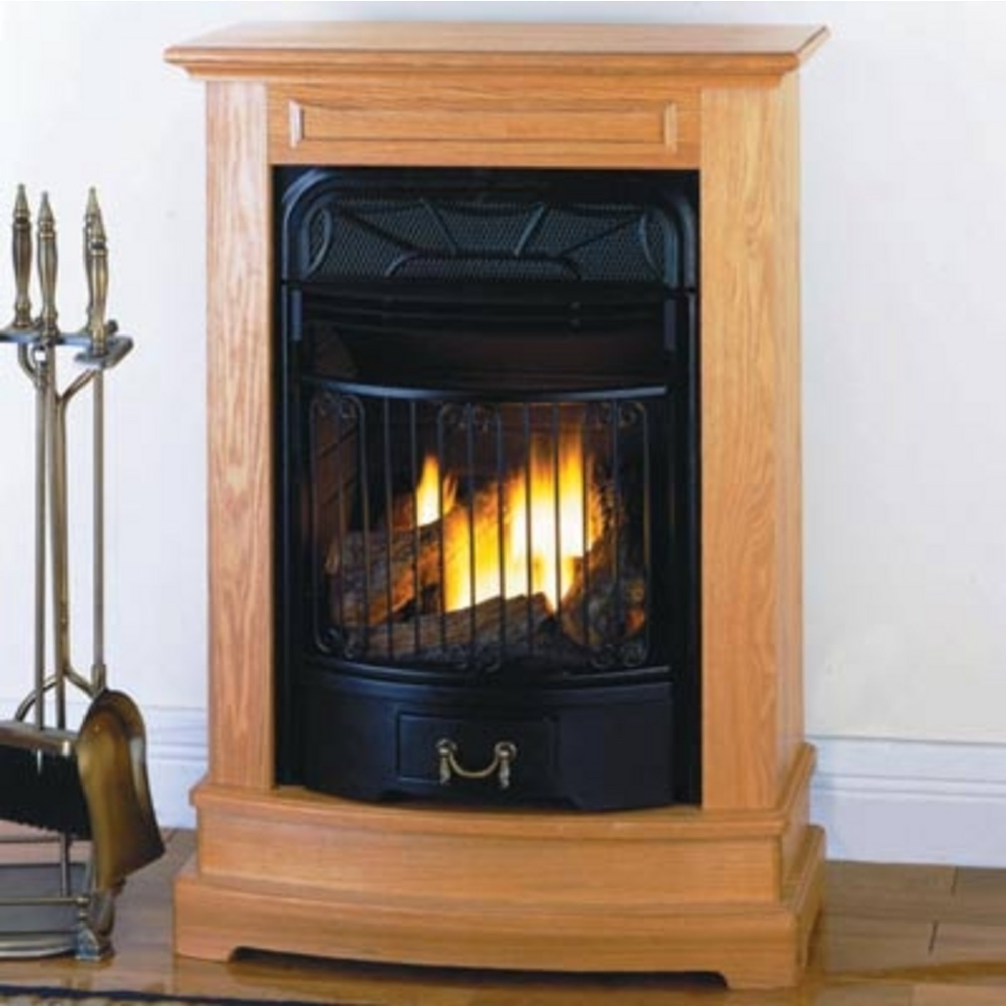 ProCom Vent-Free 25,000 BTU Natural Gas Fireplace — Oak, Remote