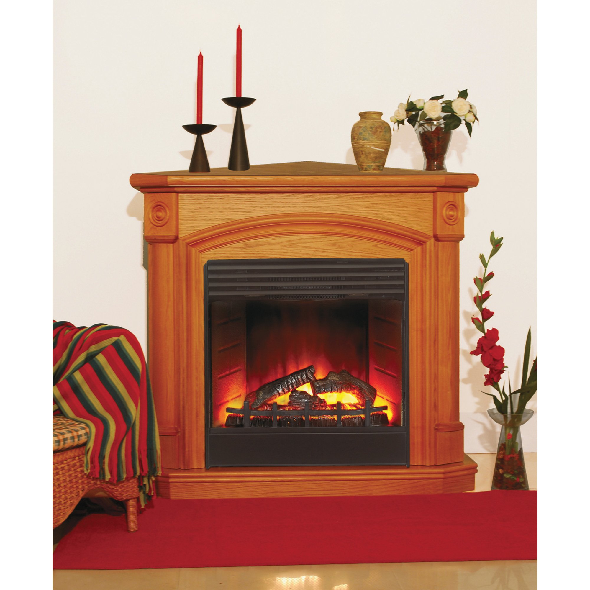 ProCom 5000 BTU Electric Fireplace – 24in. Corner, Oak | Northern Tool