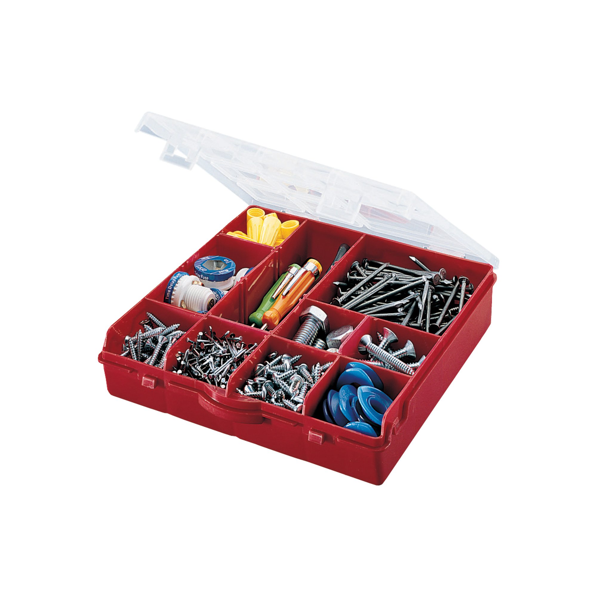 Stack-On Multi-Compartment Storage Box With Removable Dividers
