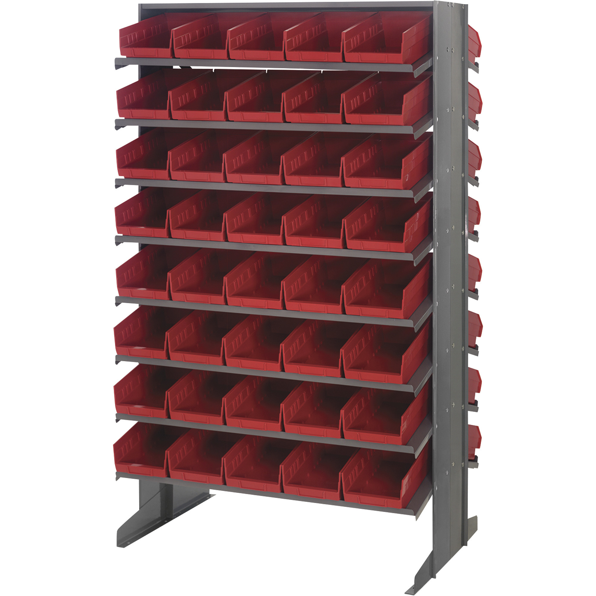 Quantum Storage Double Sided Rack With 80 Bins, 24in. x 36in. x 60in. Size, Red, Model# QPRD-102RD