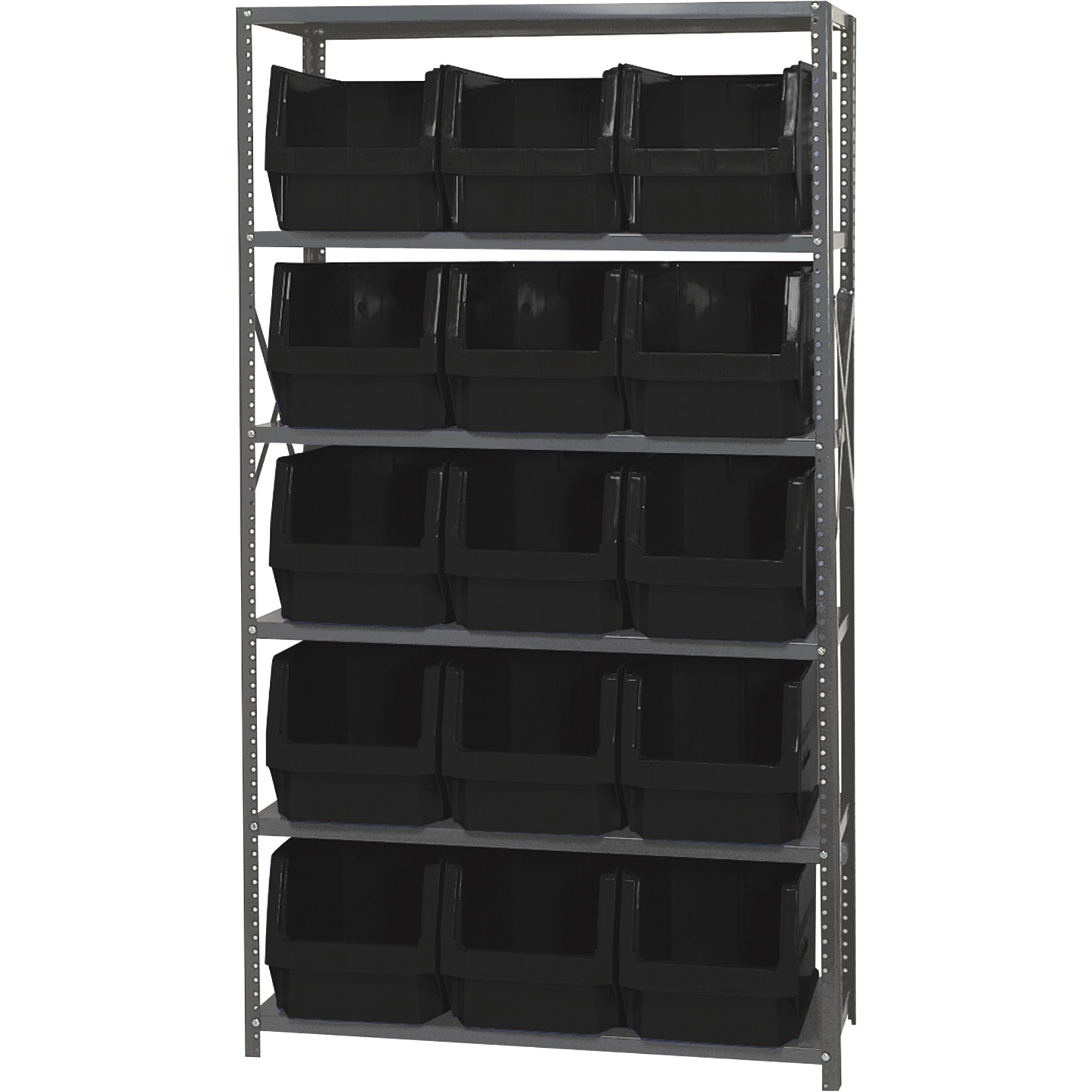 Quantum Storage Metal Shelving Unit with 15 Large Parts Bins, 8in. x ...