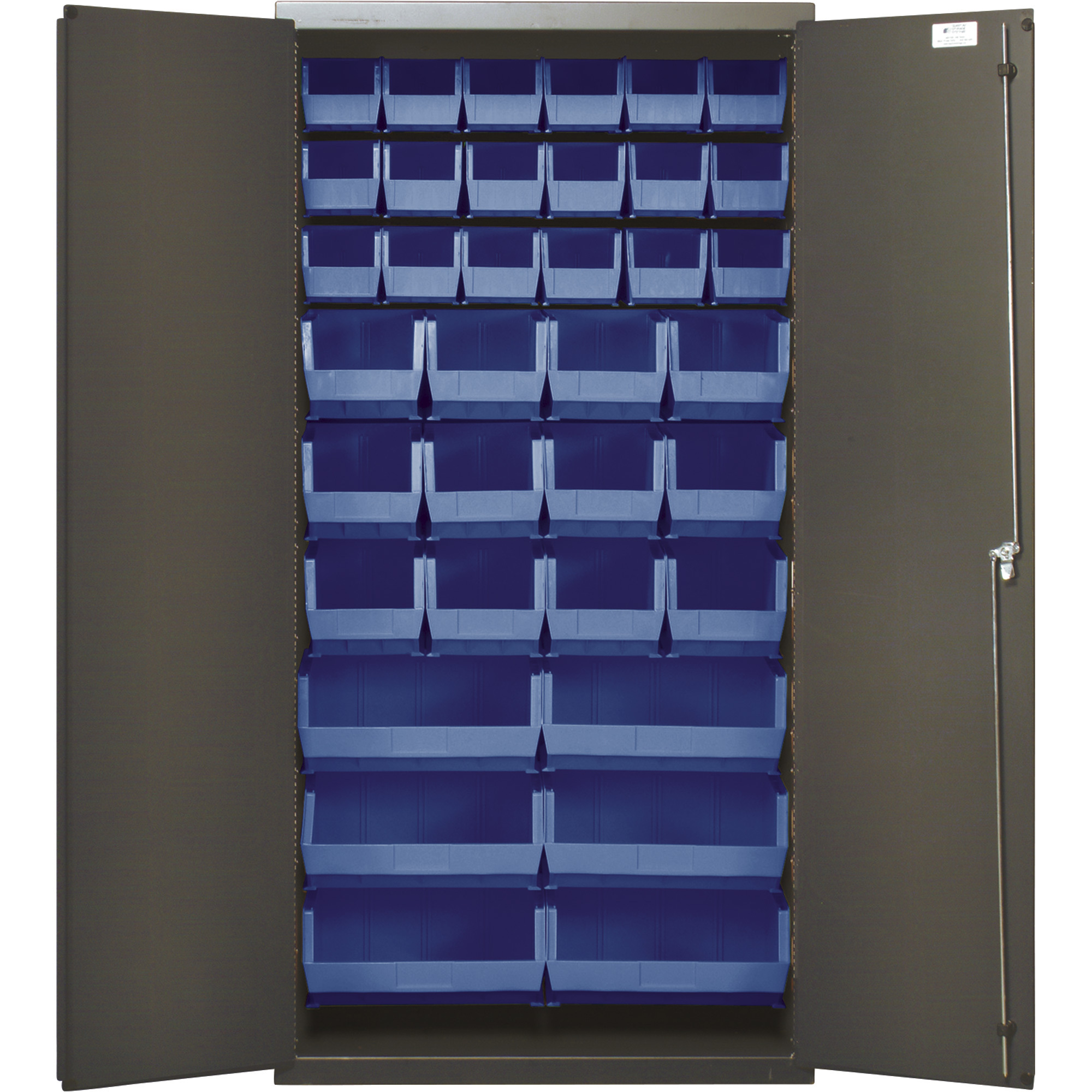 Quantum Bench Racks with Bins (Complete Package) Bin Color: Blue, Bin Dimensions: 3 H x 4 1/8 W x 7 3/8 D (QTY. 24)