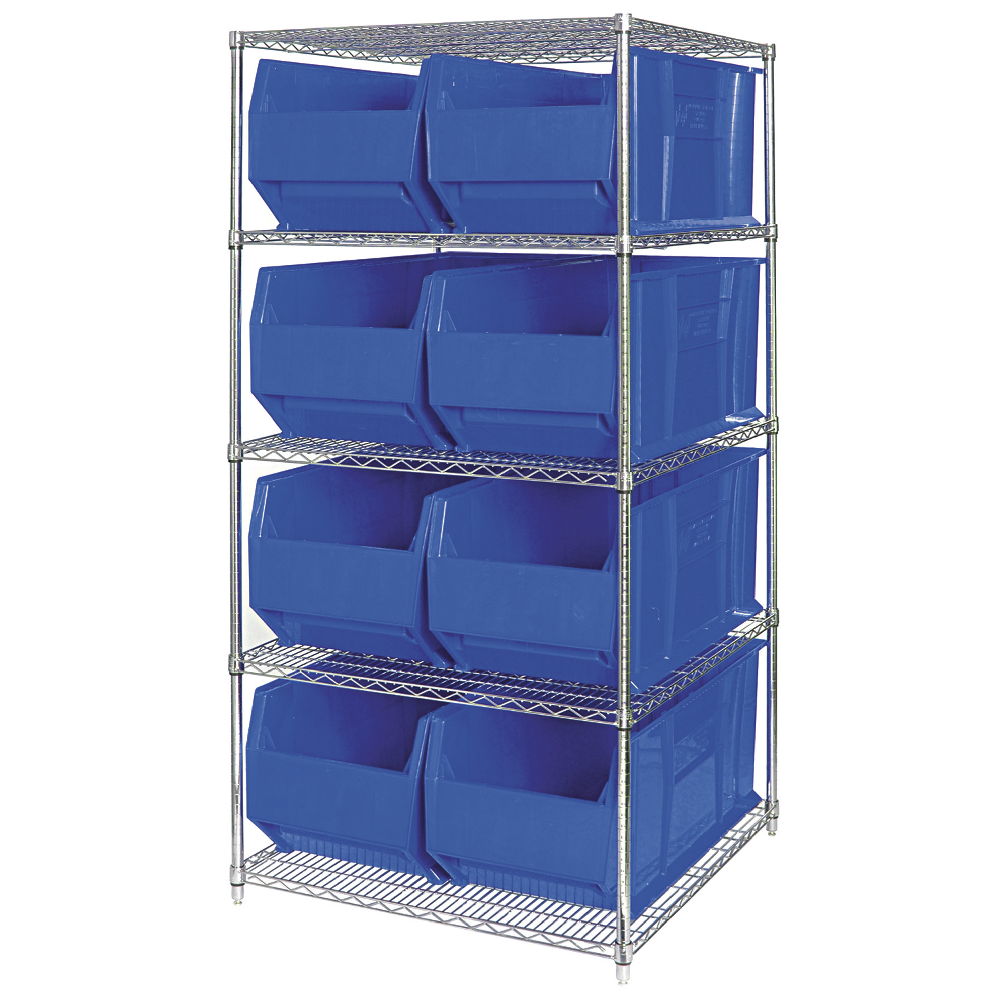 Quantum Storage Single Side Metal Shelving Unit with 8 Hulk Bins, 36in ...