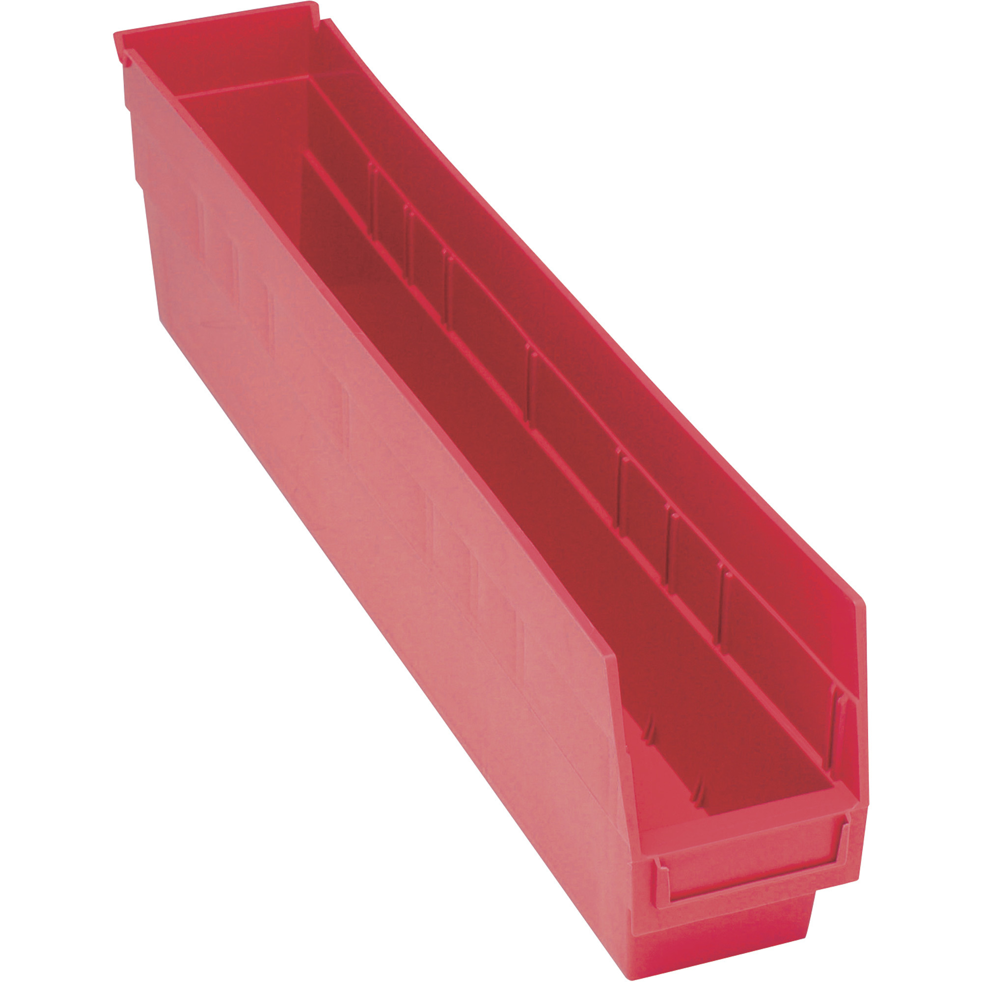 Quantum Storage Store-More 6in. Shelf Bin, 23 5/8in.L x 6 5/8in.W x 6in.H Size, Red, Carton of 8, Model# QSB206RDCS