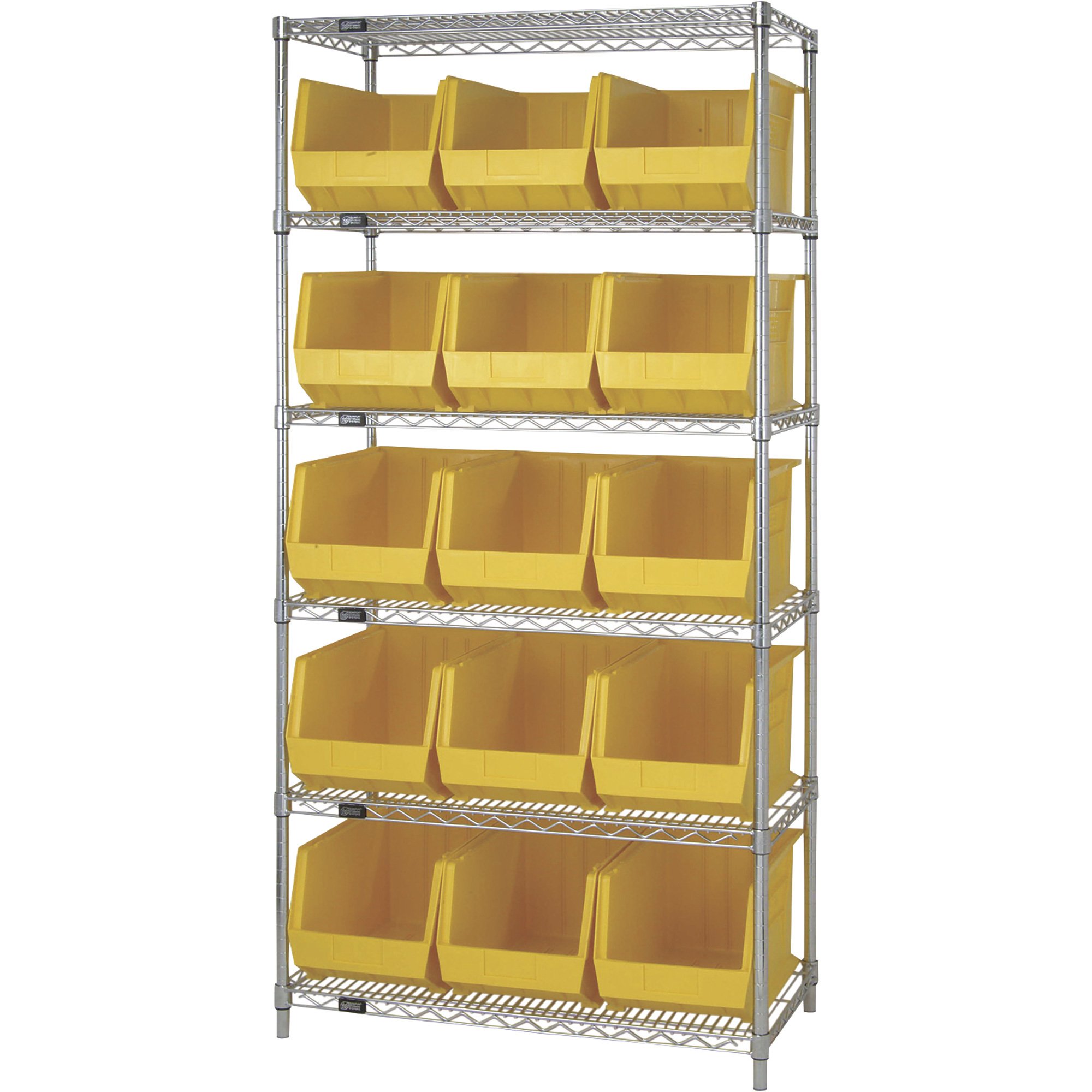 Quantum Storage 8Bin Chrome Wire Shelf Bin System — 18in.L x 36in.W x