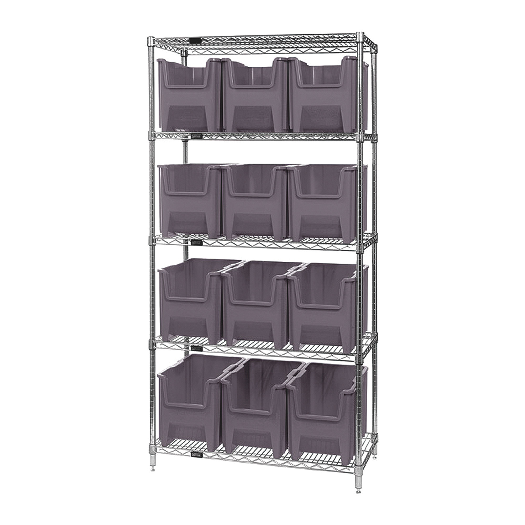 Quantum Storage Single Side Wire Chrome Shelving Unit with 12 Giant ...