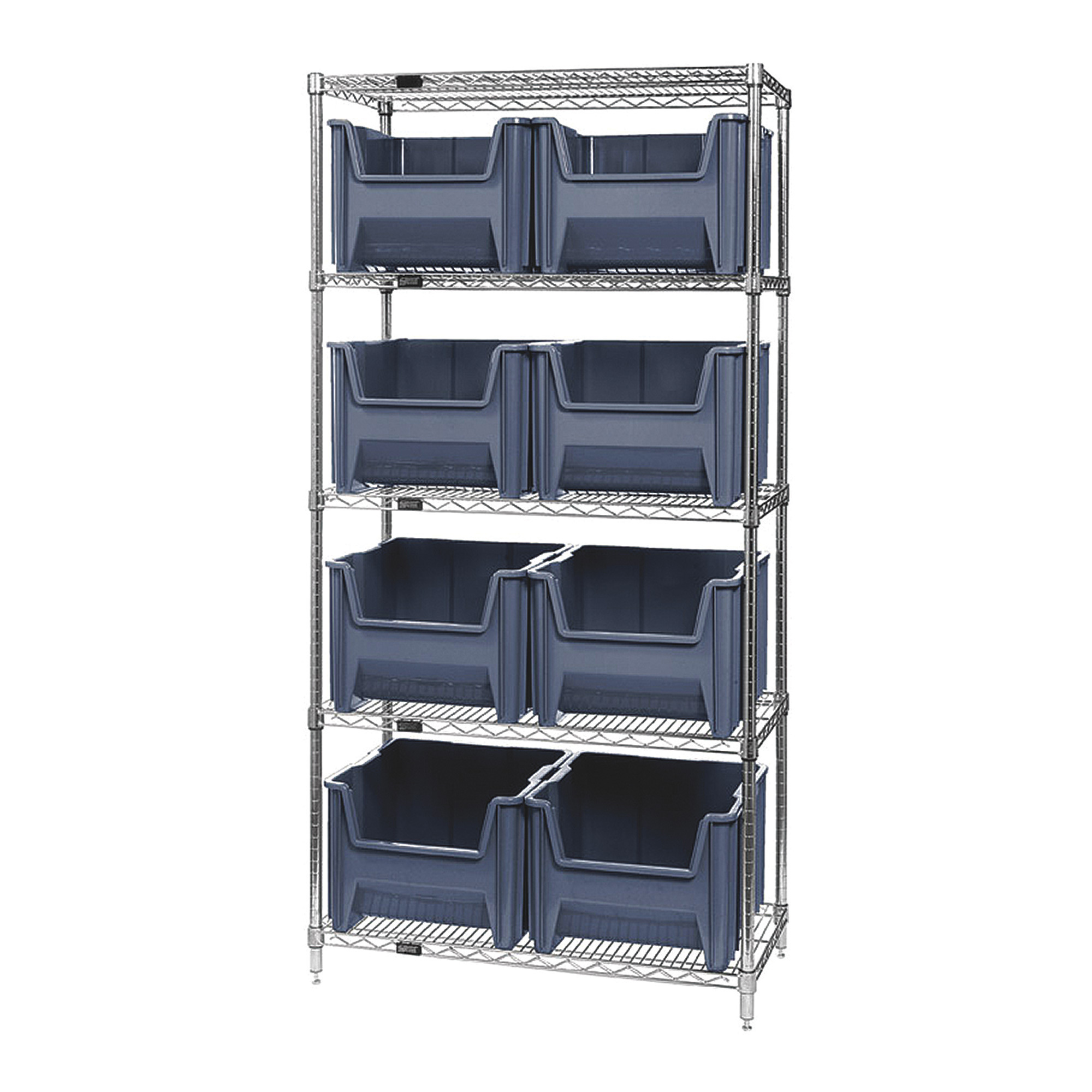 Quantum Storage Single Side Wire Chrome Shelving Unit with 8 Giant