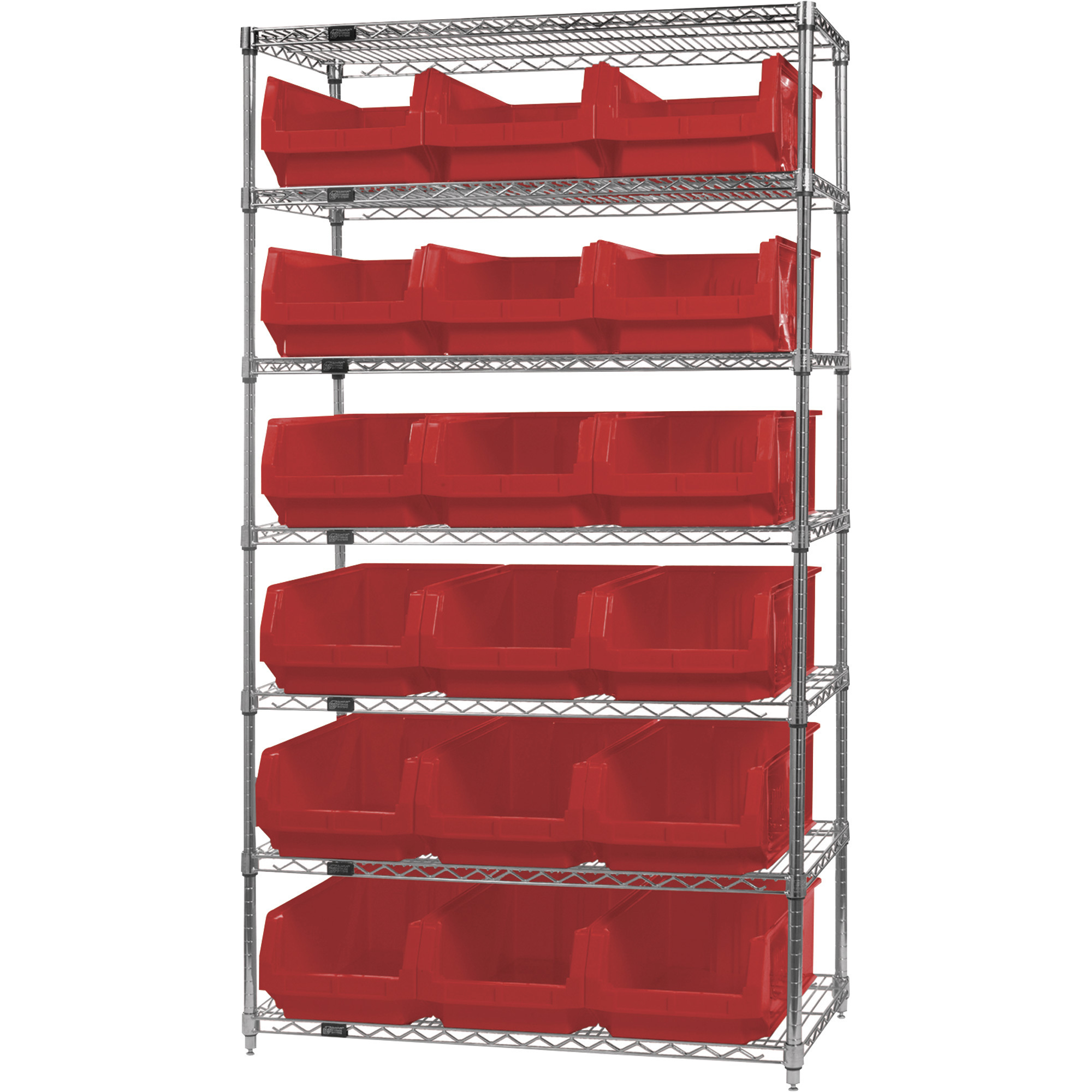 Quantum Storage Single Side Wire Chrome Shelving Unit with 18 Magnum