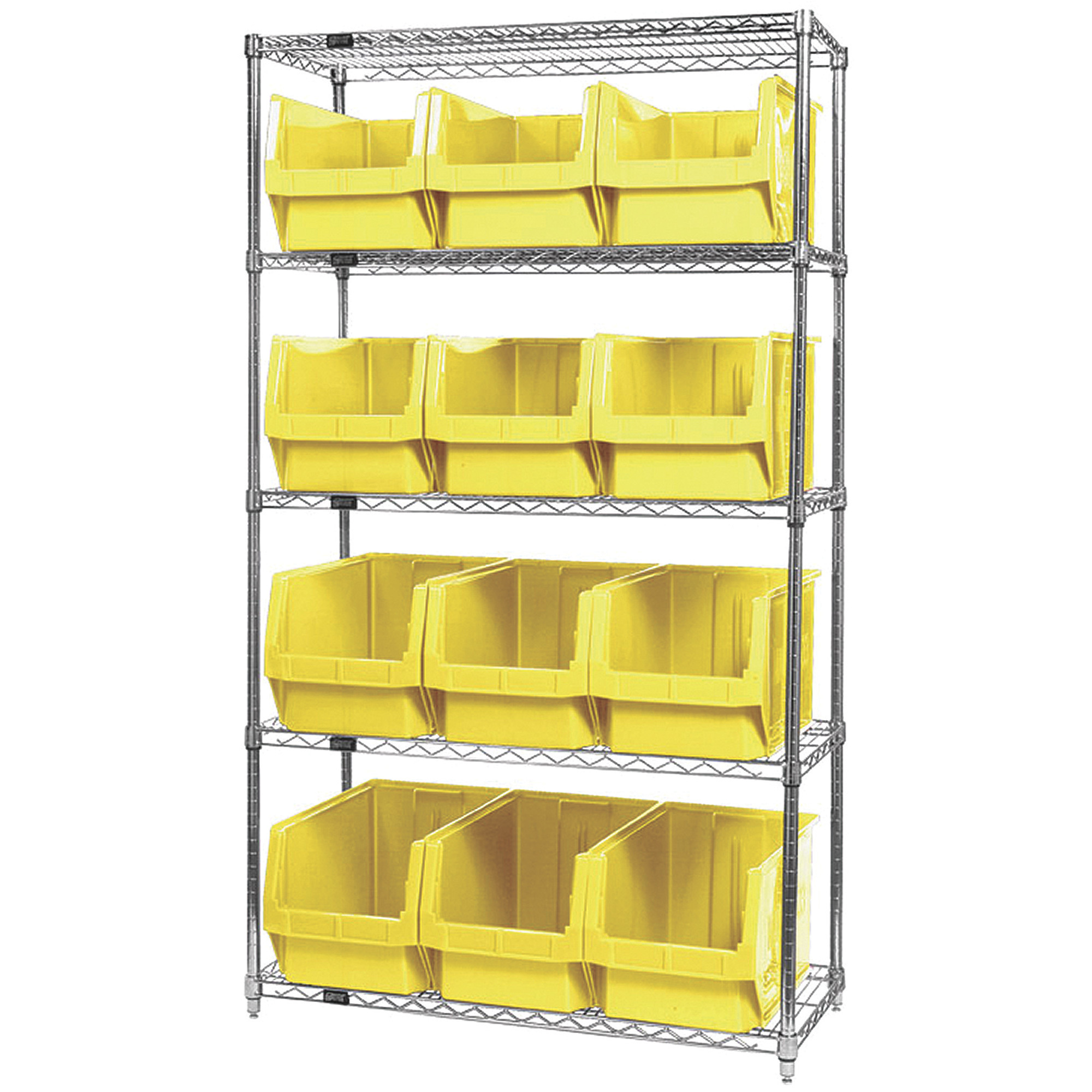 Quantum Storage Single Side Wire Chrome Shelving Unit With 12 Magnum ...