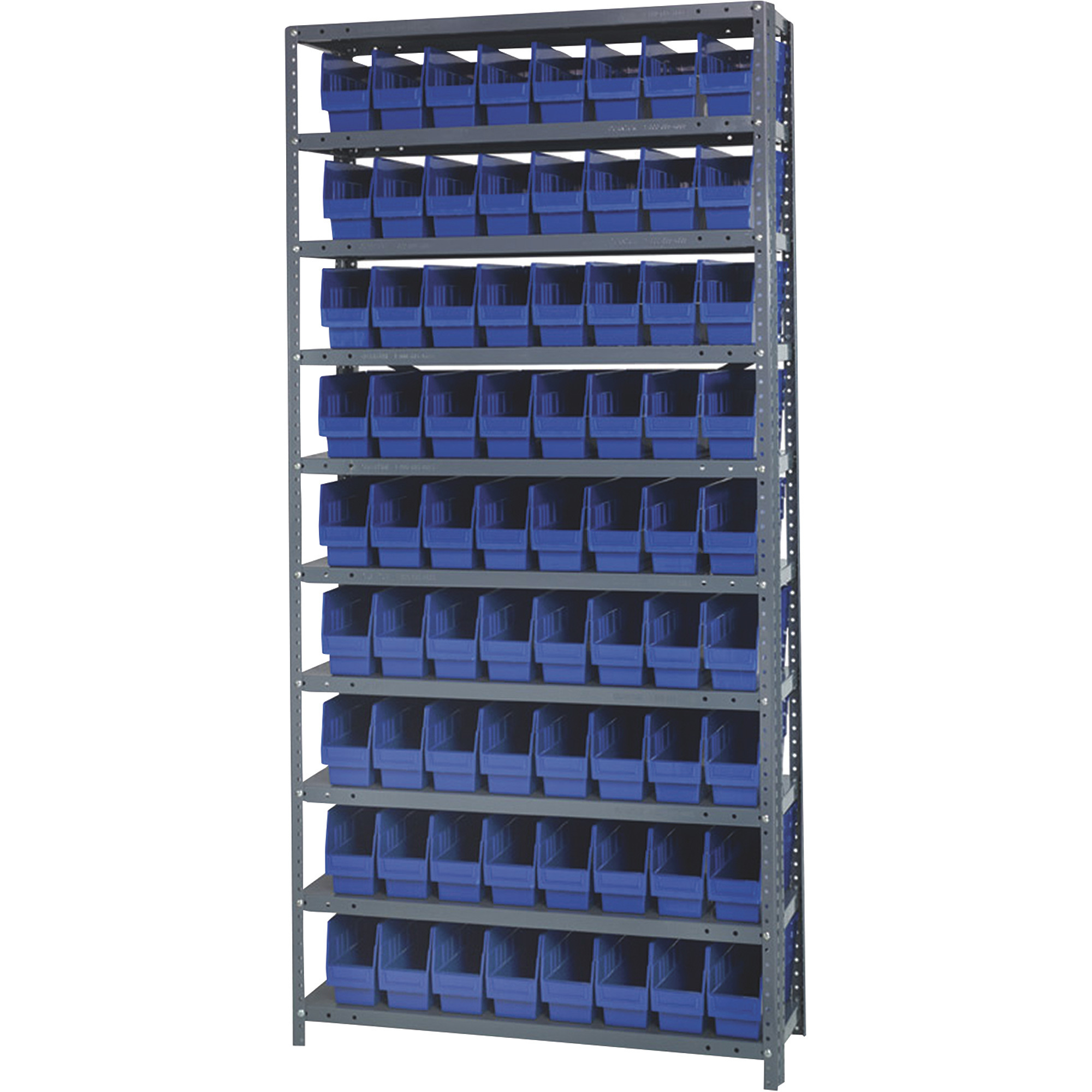 Quantum Storage Metal Shelving Unit with 72 Bins, 36in.W x 12in.D x ...