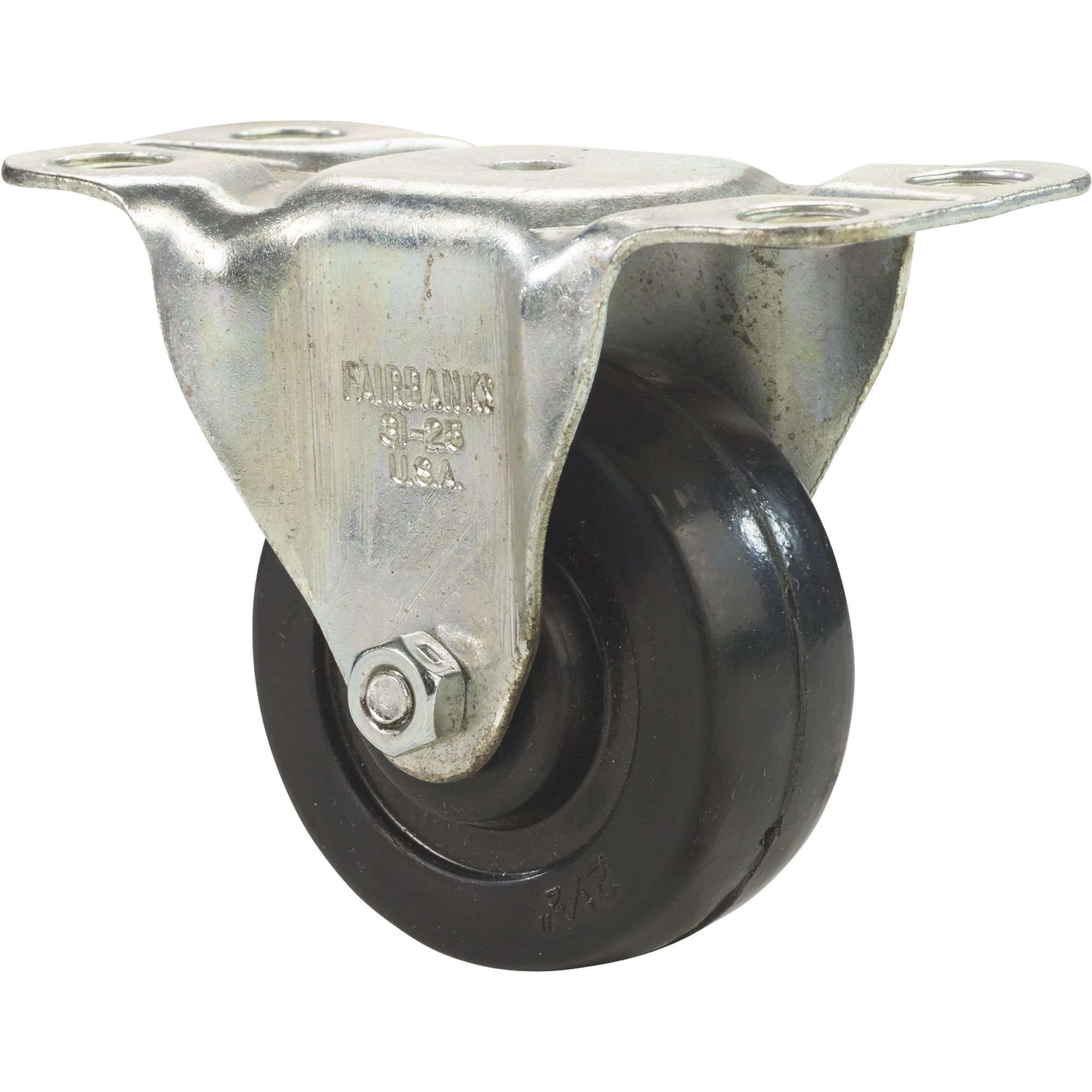 Fairbanks 2 1/'2in. Rigid Zinc-Plated Caster, 150-Lb. Capacity, Model# 1431253100
