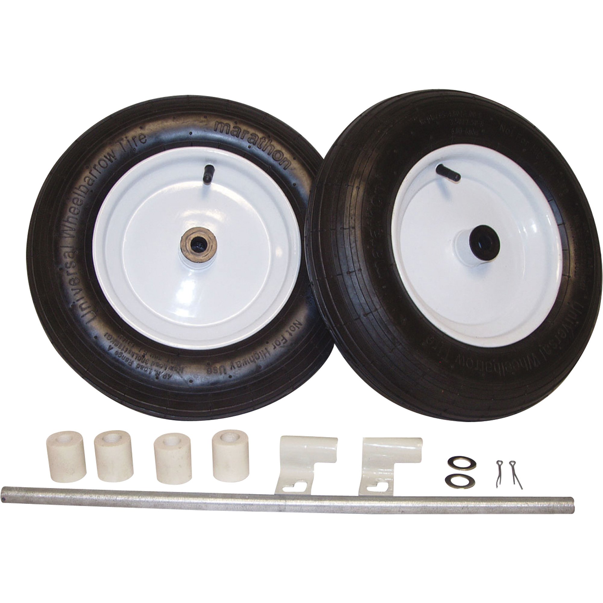 HI-RUN, Wheelbarrow Tire Assembly, Rib, 5/8in. bearings, Tire Size