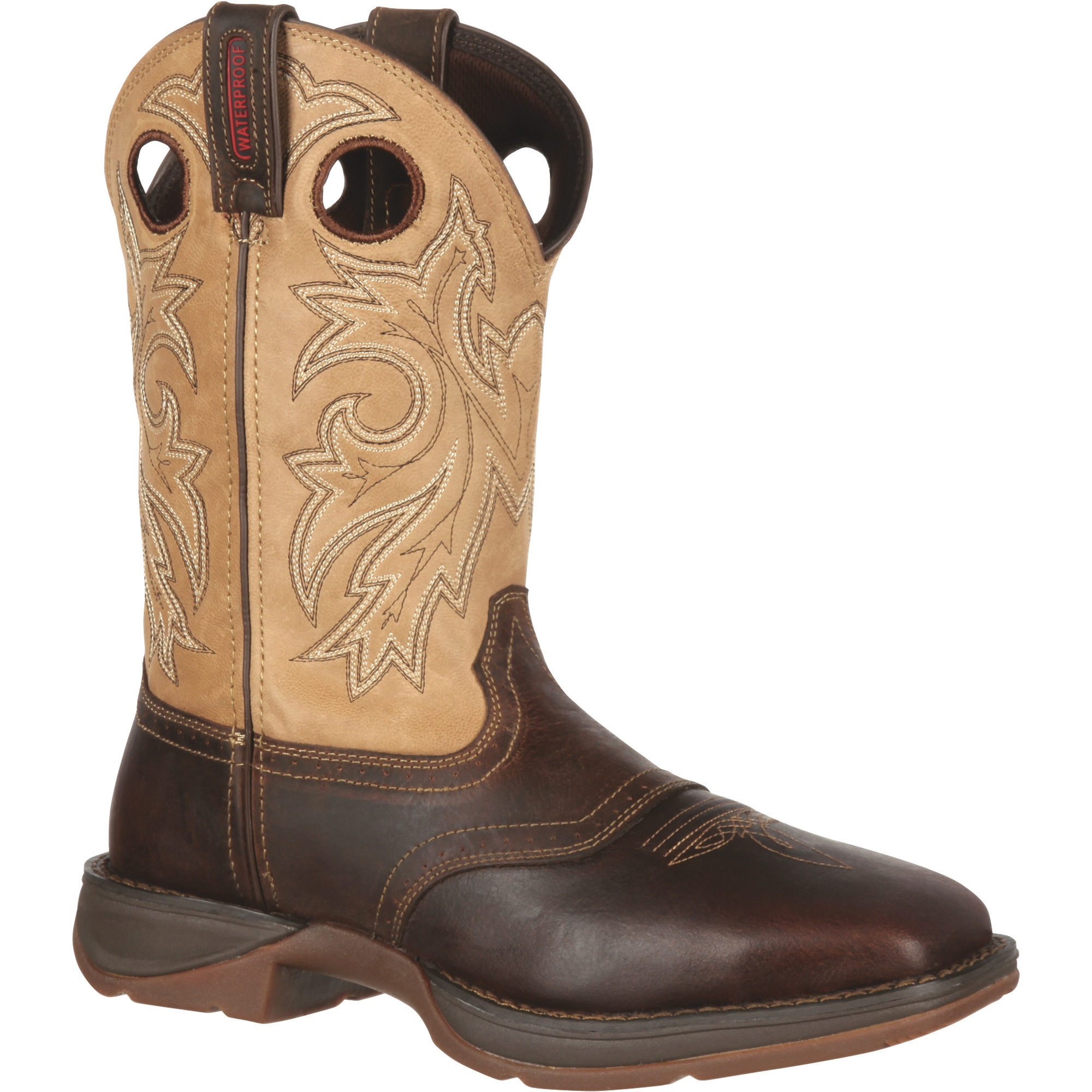 Durango Men's Rebel 11in. Waterproof Steel-Toe Western Work Boots, Brown/Tan, Model# DB019