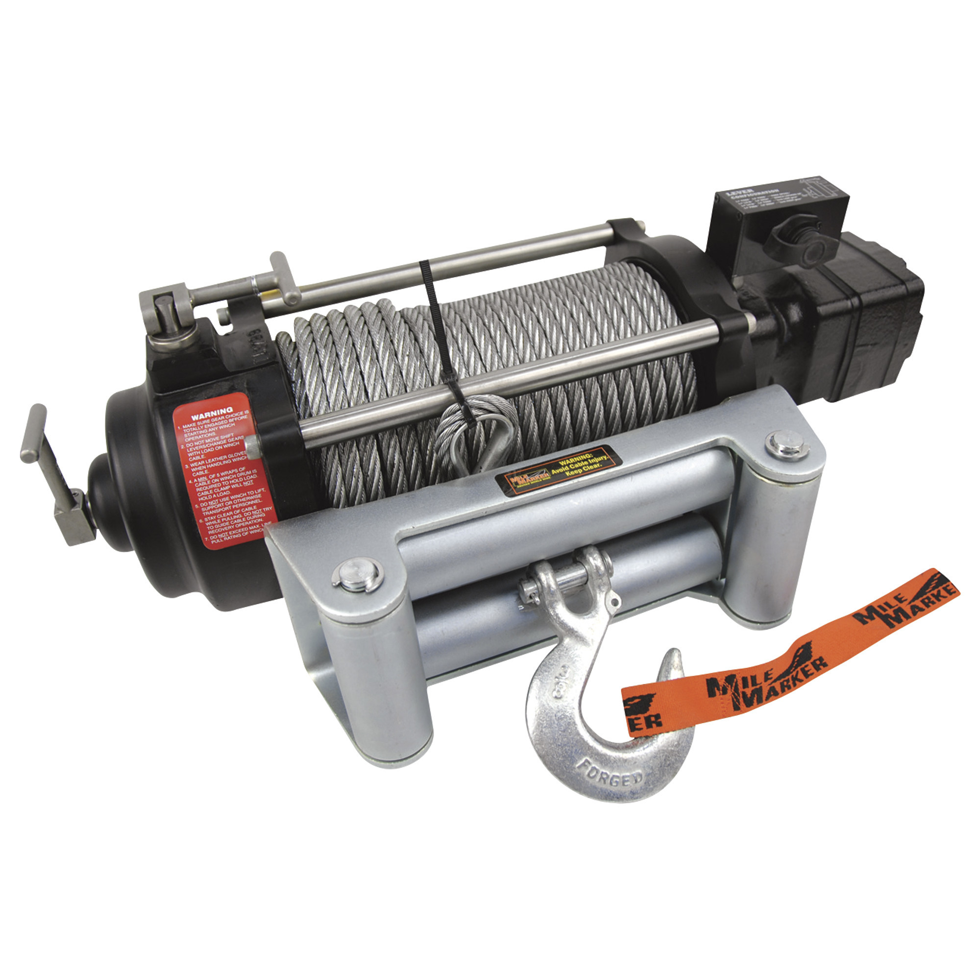 Mile Marker HI-Series 12 Volt DC Powered Hydraulic Truck Winch, 9000-lb. Capacity, Galvanized Aircraft Cable, Model# HI9000
