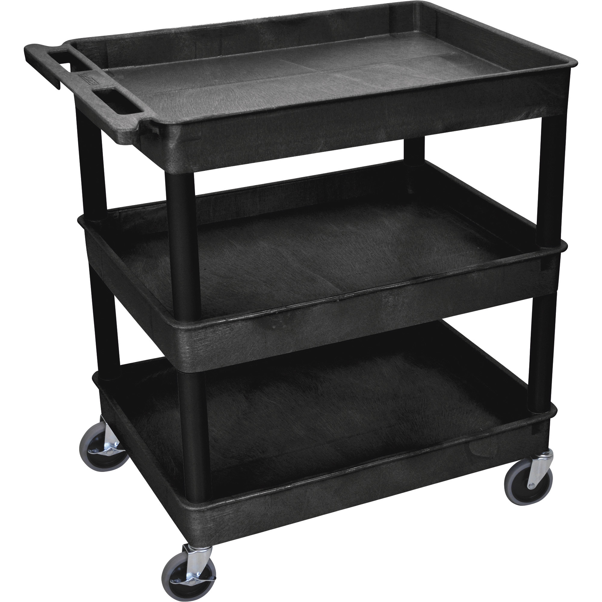 Luxor Tub Utility Cart, 3-Shelf, Black, 400-Lb. Capacity, Model# TC111-B