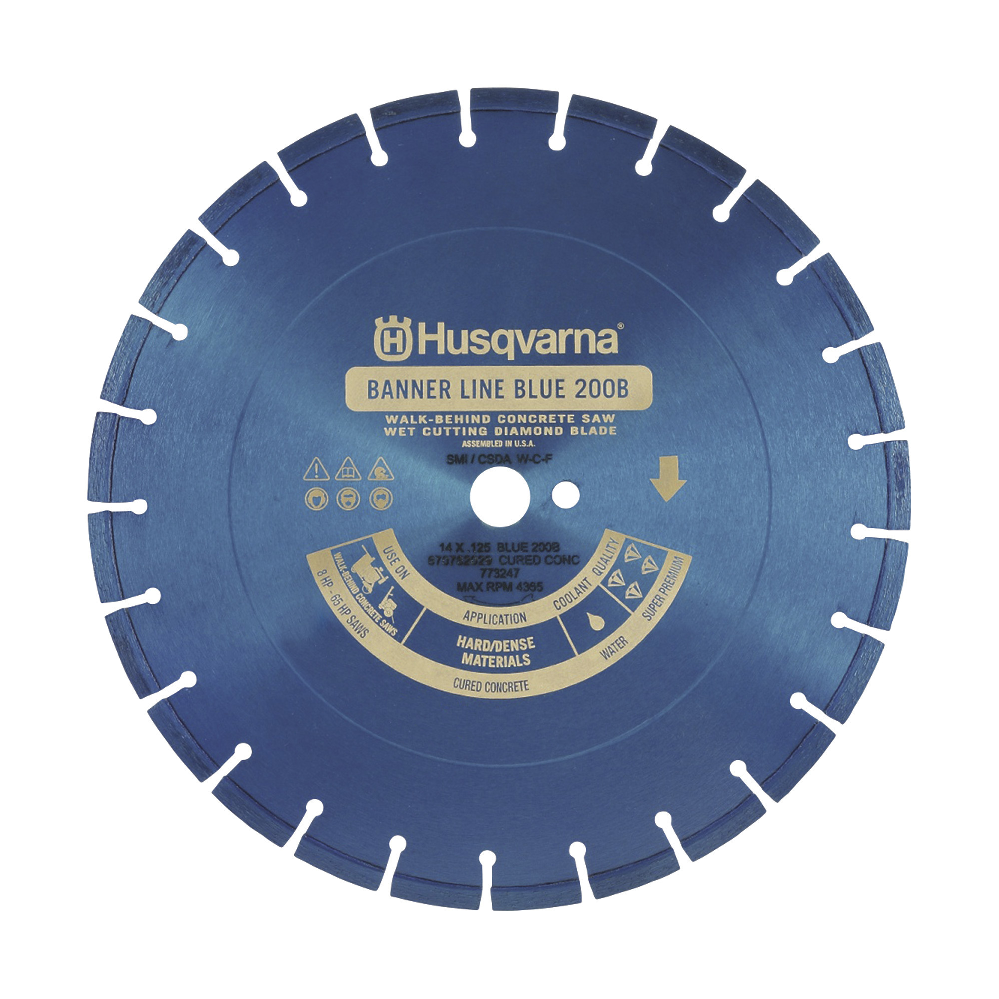 Husqvarna Wet Diamond Blade for Concrete, 18in. Diameter, Model# Banner Line Blue, 200