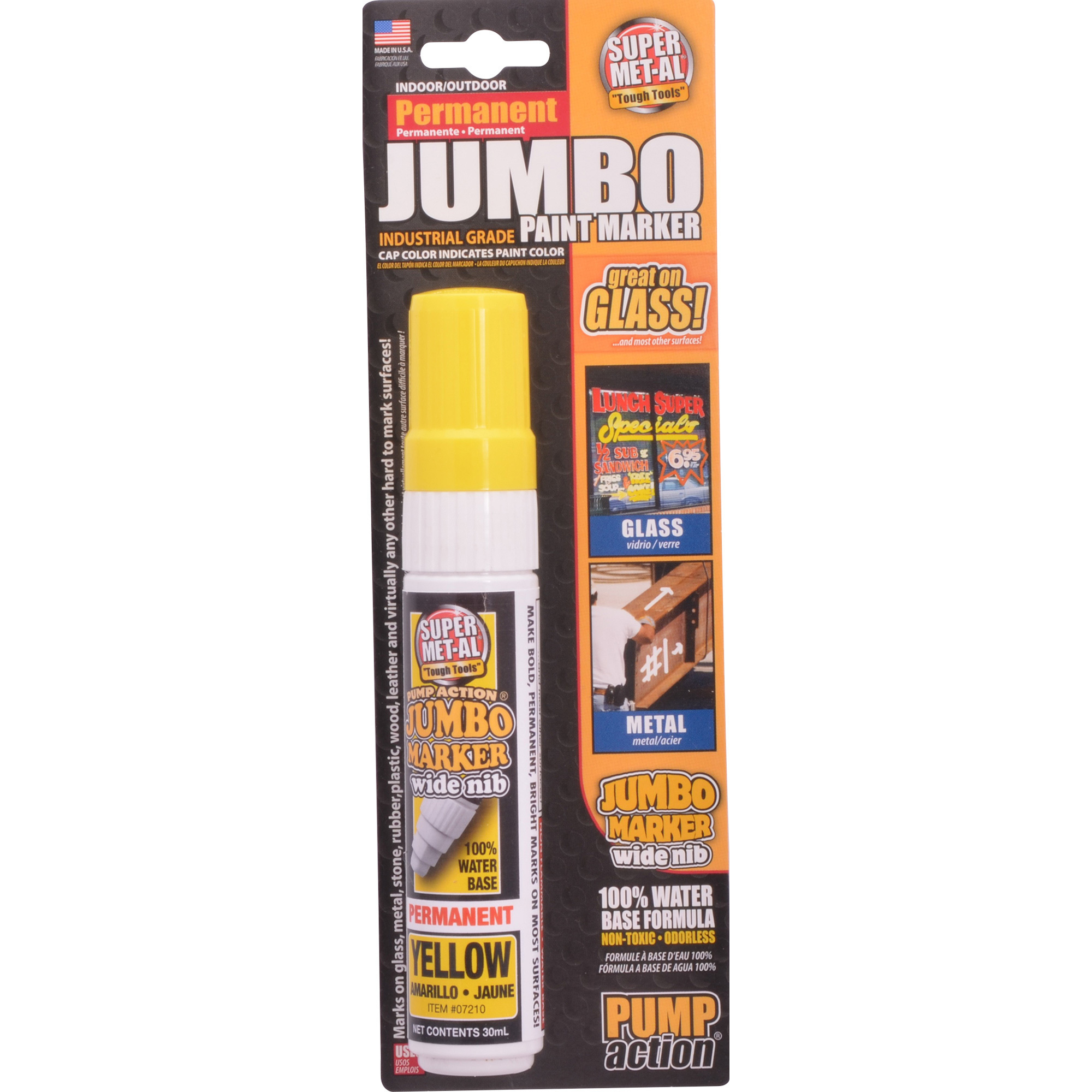 Jumbo Permanent Water-Based Pump-Action Marker, Yellow | Northern Tool