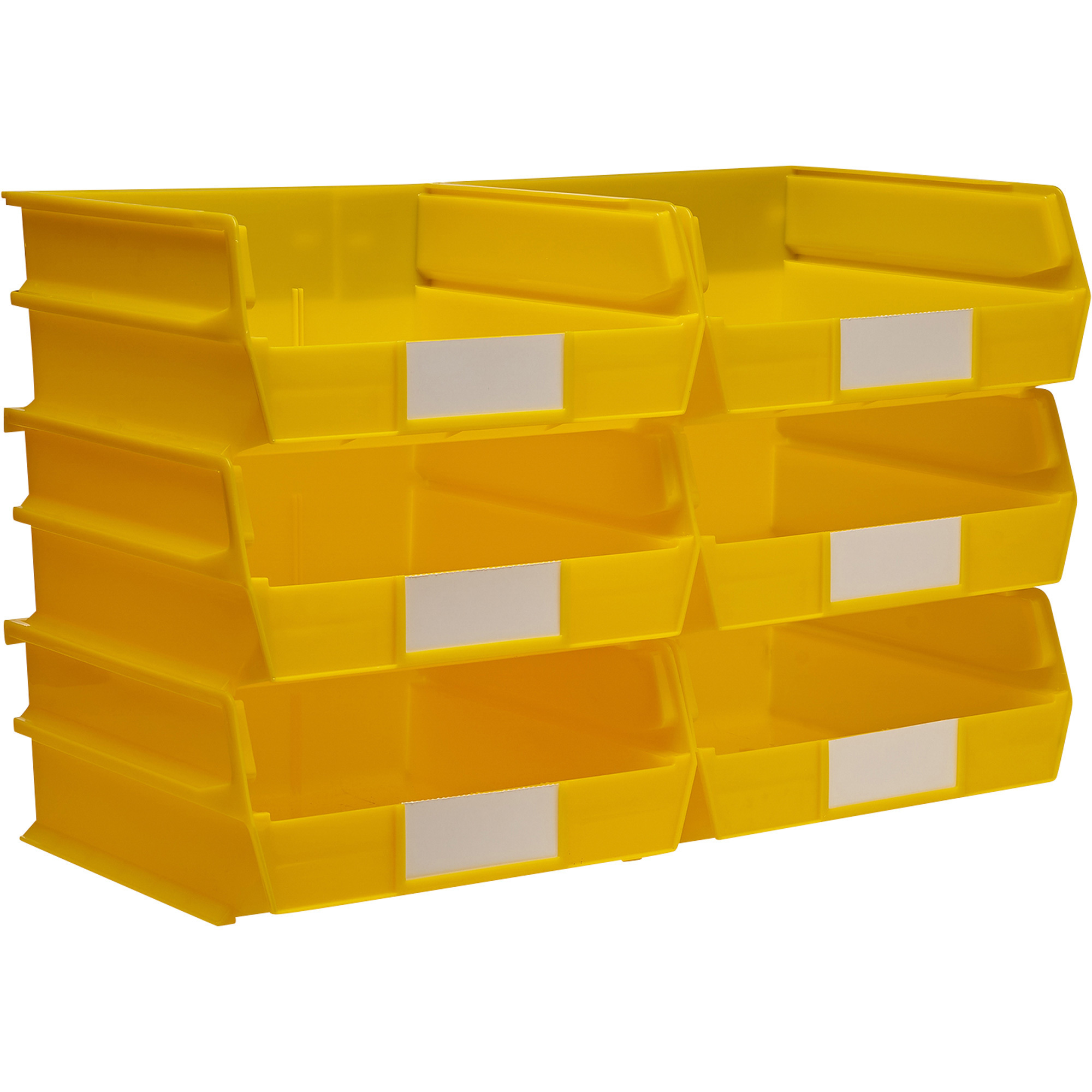 Triton Products LocBin Hanging and Interlocking Bins, 6-Pk., Yellow, 10 1/4in.L x 10 1/8in.W x 5in.H, Model# 3-235Y