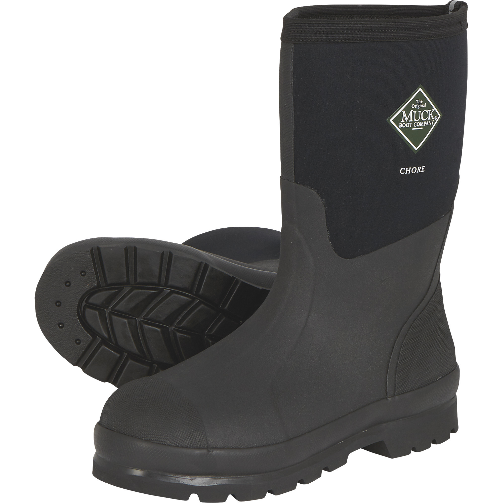 Muck Men's 12in. Chore Mid Rubber Work Boots, Black, Model# CHM-000A