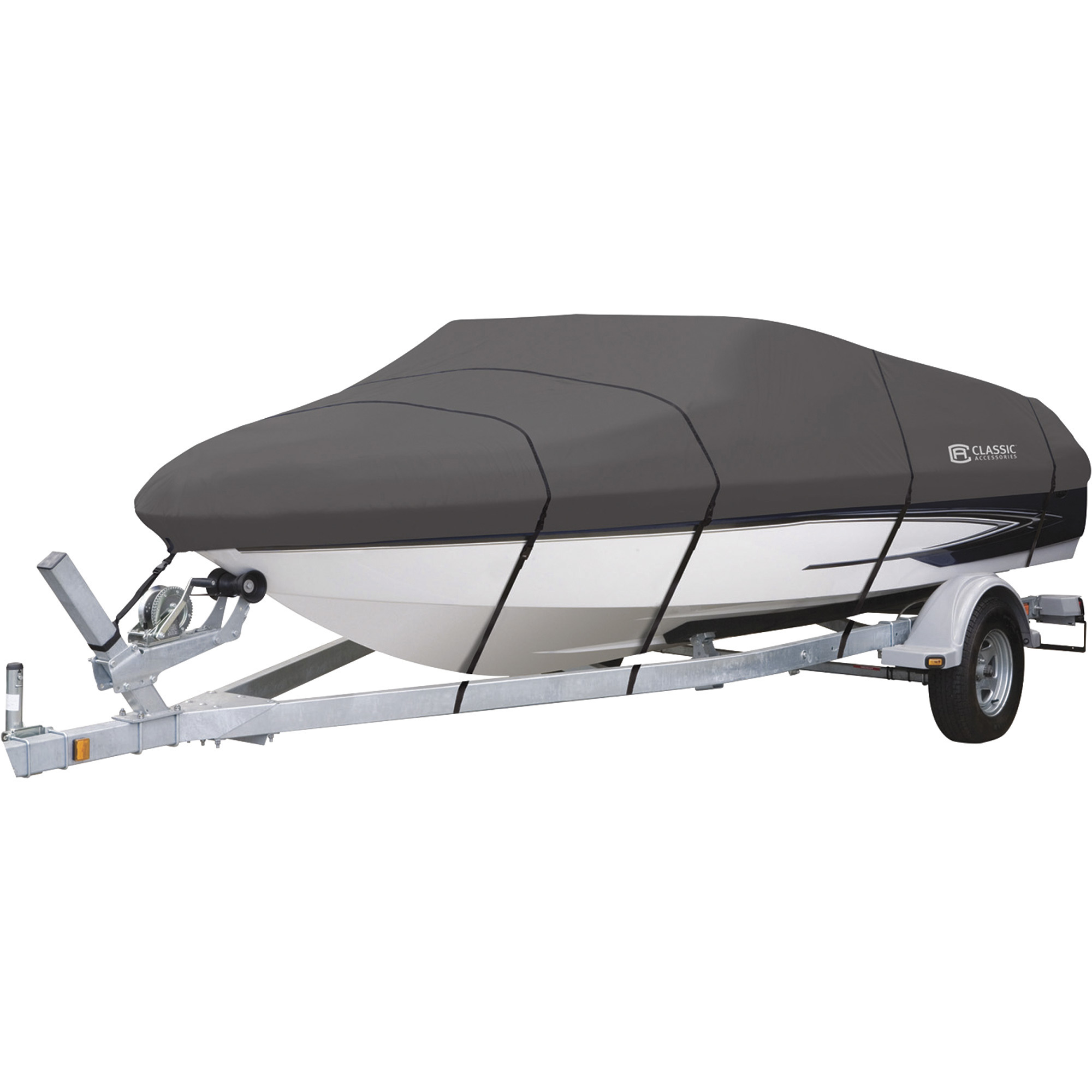 Classic Accessories StormPro Heavy-Duty Boat Cover, Charcoal, Fits 14ft.-16ft. x 90in.W Boats, Model# 88928