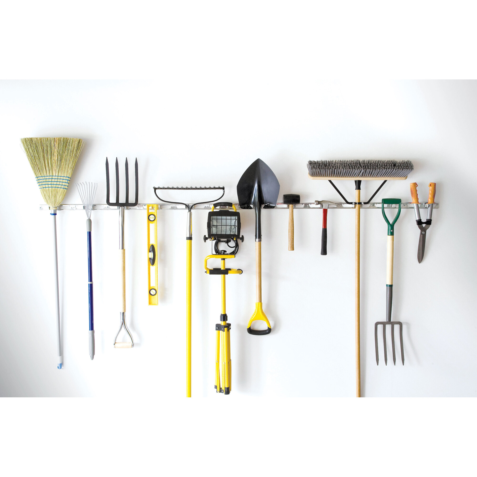 YOUNITA 96 Inch Wall Mount Garden Tool Organizer With 22 PCS Adjtable Garden Tool Hanger Rack For Garage Storage, Max Load 960lbs, Black Iron, 96 X 1 X 4 Inches - View #2