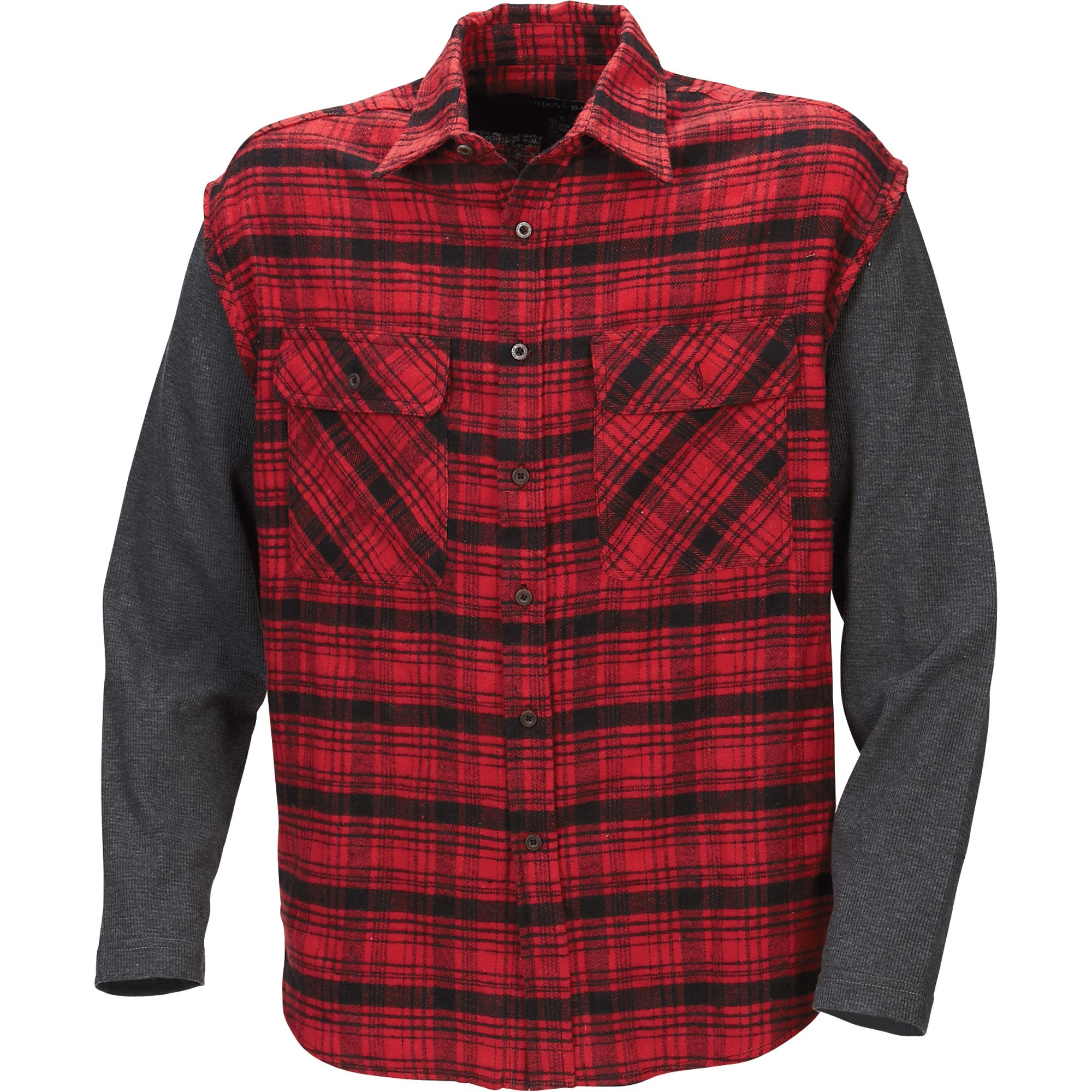 Marino Bay Cut-Off Flannel Shirt with Thermal Sleeves
