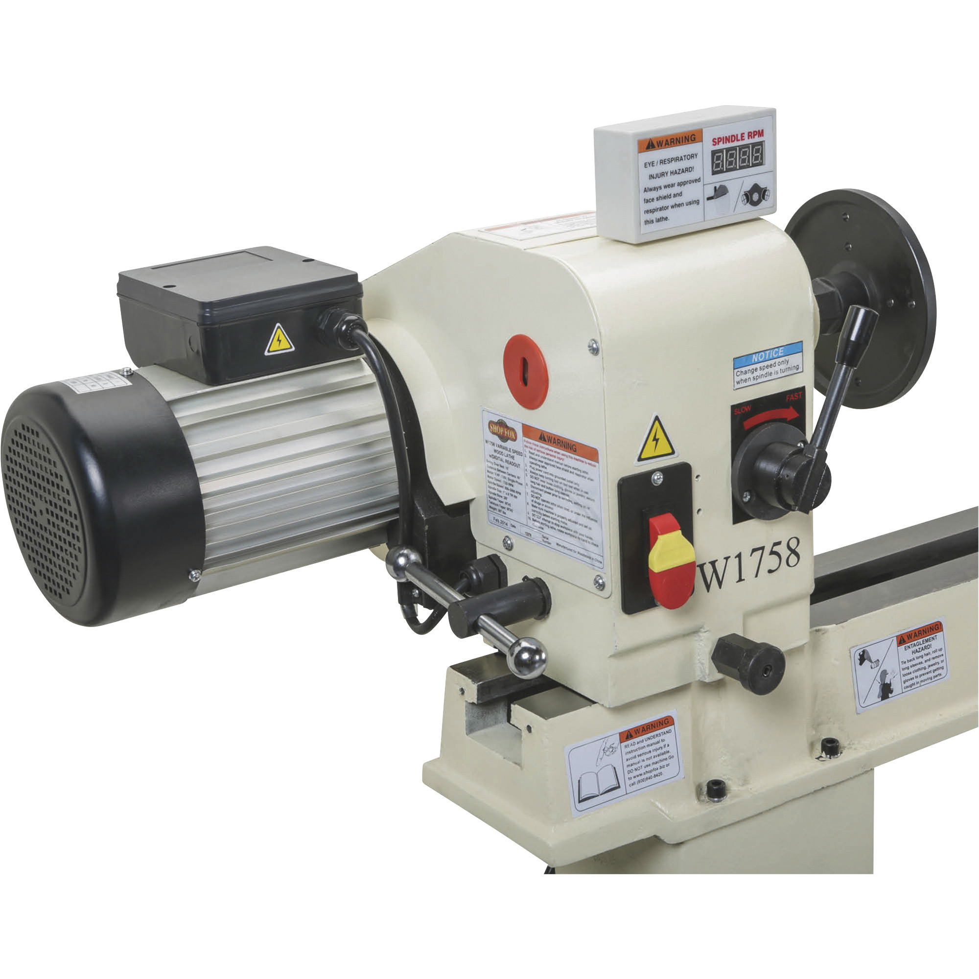 Shop Fox Wood Lathe with Stand 16in. x 46in. 2 HP Model W1758 Northern Tool
