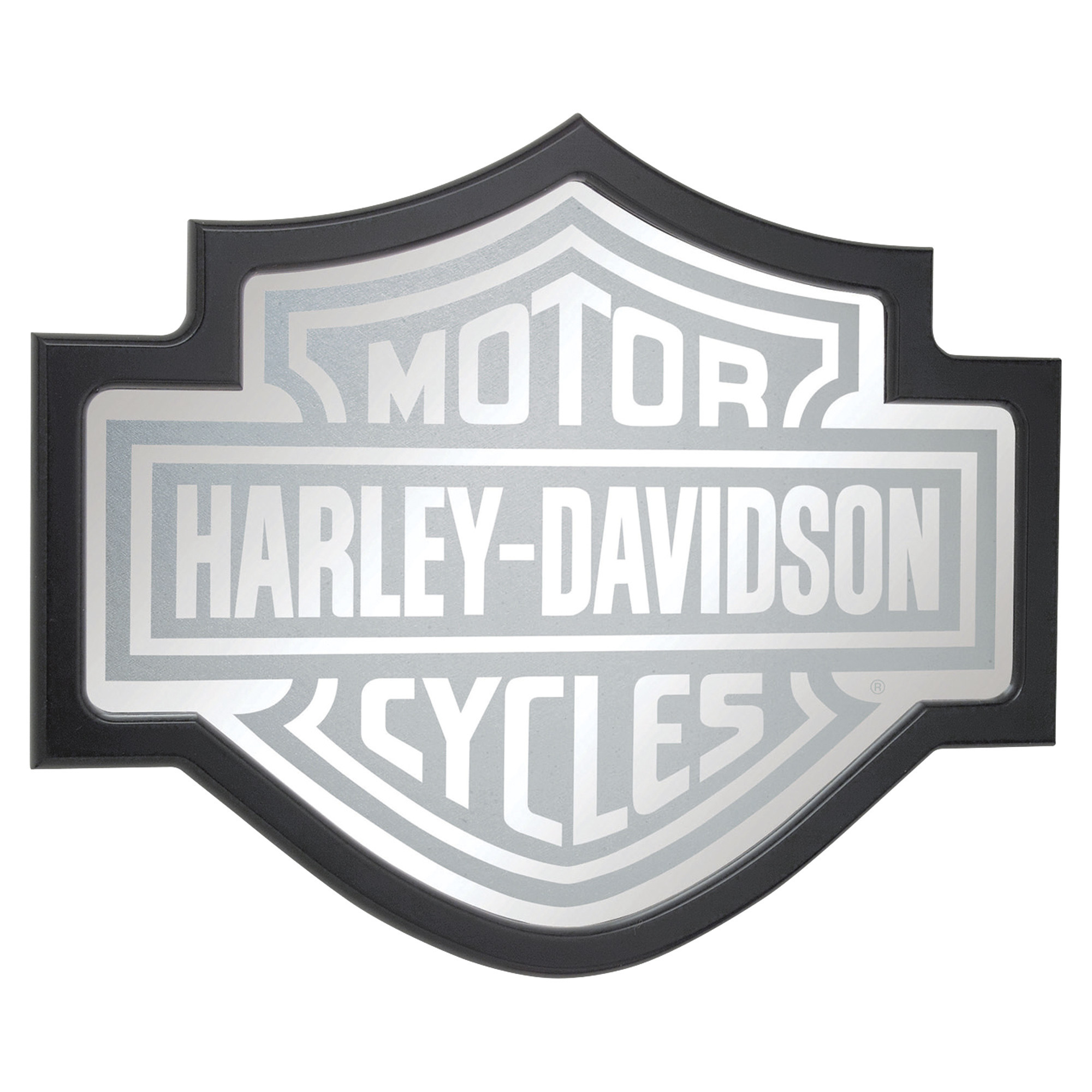 Harley-Davidson Bar & Shield Shaped Wood Framed Mirror, Model# HDL-15210