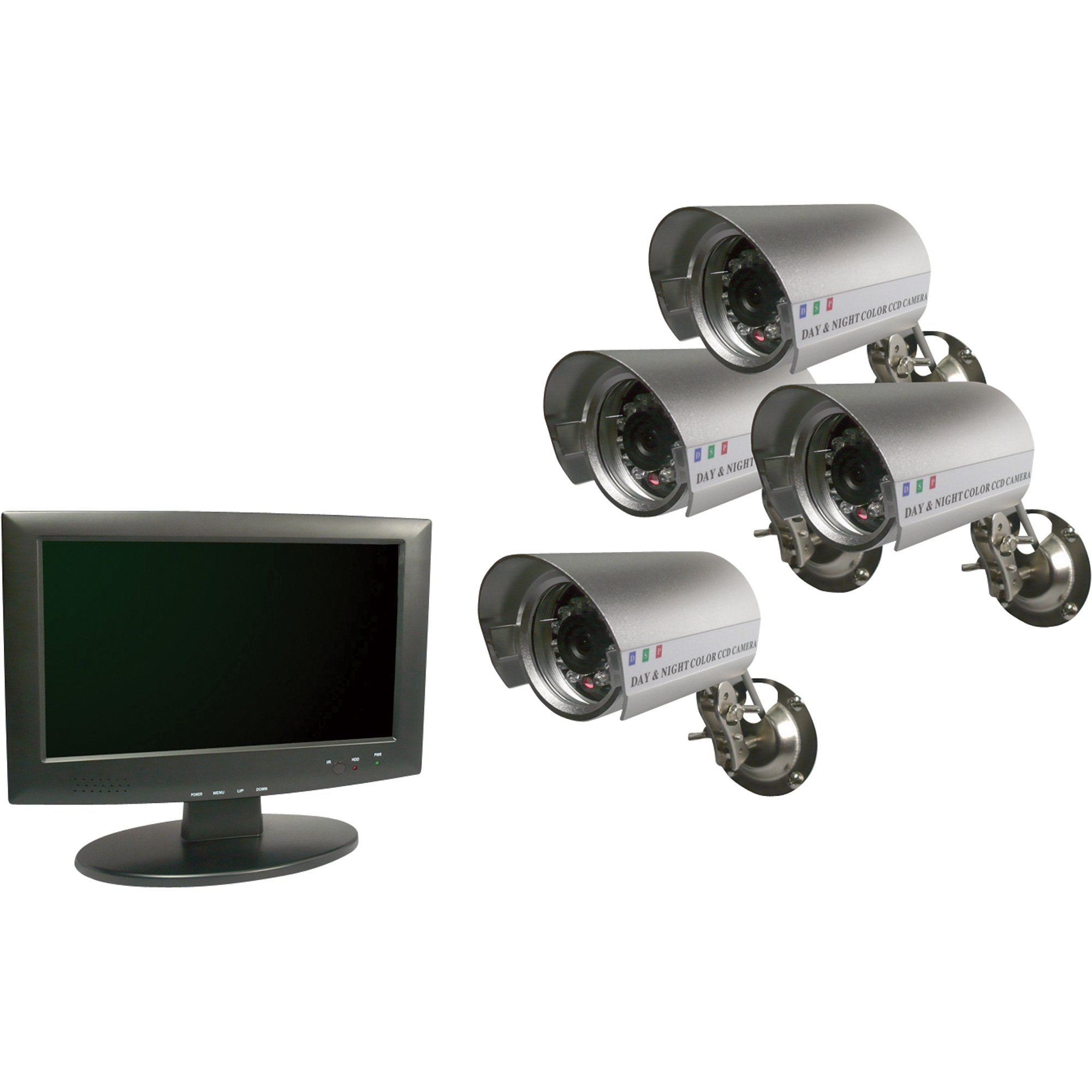 Sunforce 4-Channel DVR Security System with 4 Cameras and 10.2in ...