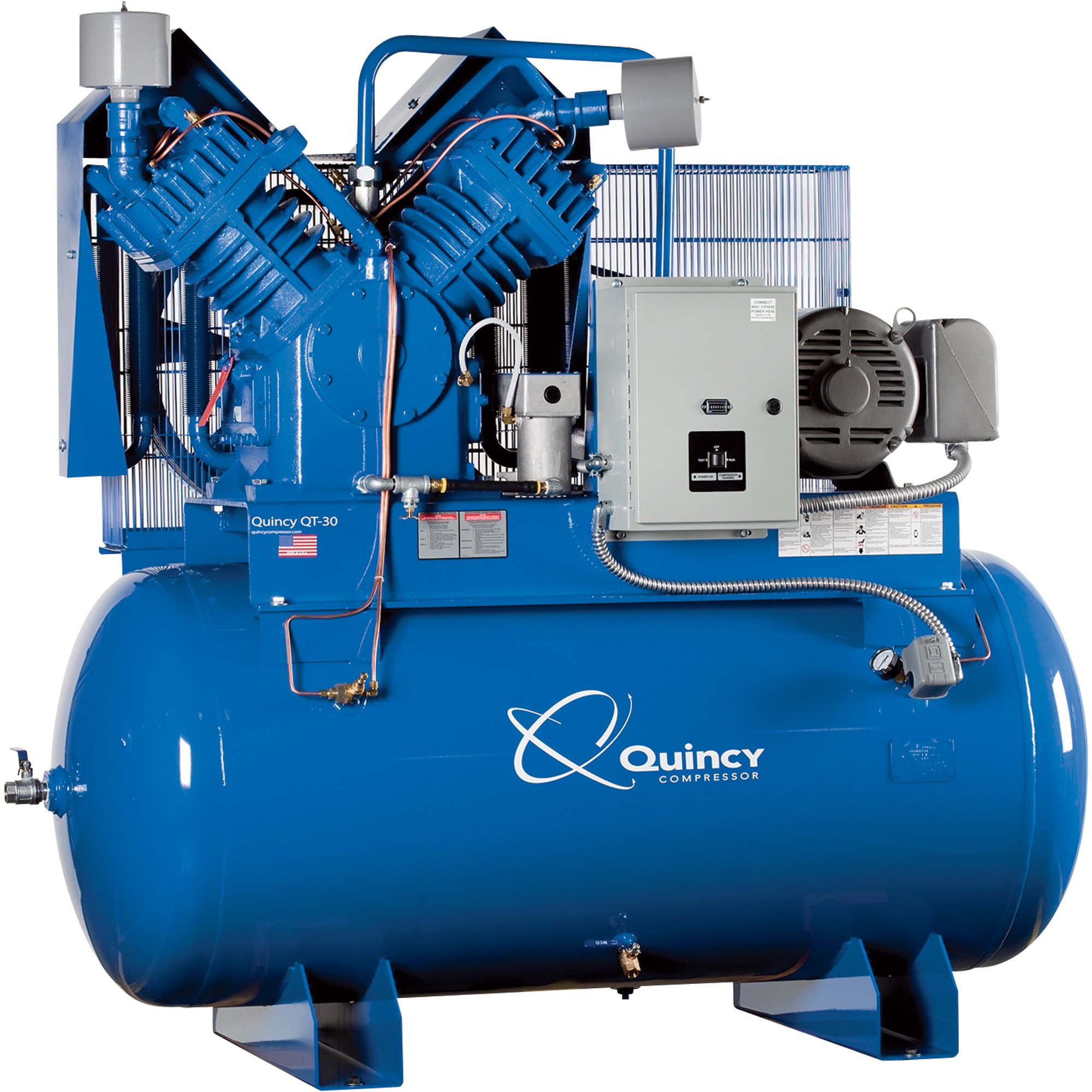 Quincy Compressor Reciprocating Air Compressor — 25 HP, 230 Volt 3 Phase, 120 Gallon Horizontal, Model# 2253DS12HC23