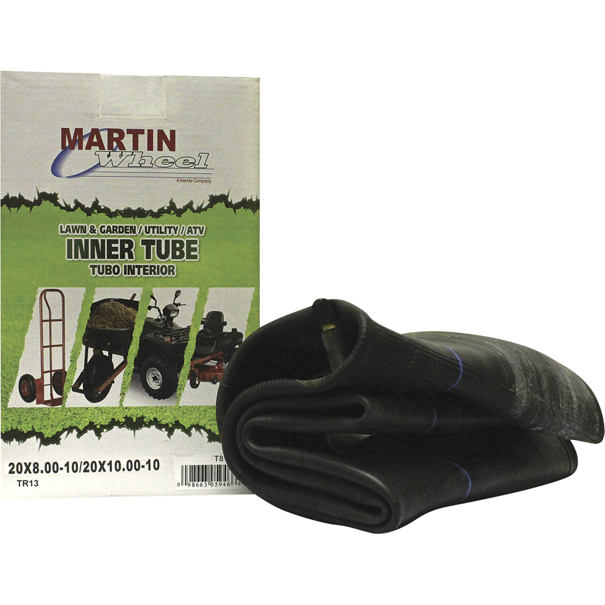 Martin Wheel Inner Tube with Straight Valve Stem, 20x800-10in., Fits 20x800/20x1000-10in. tires, Model# T810K