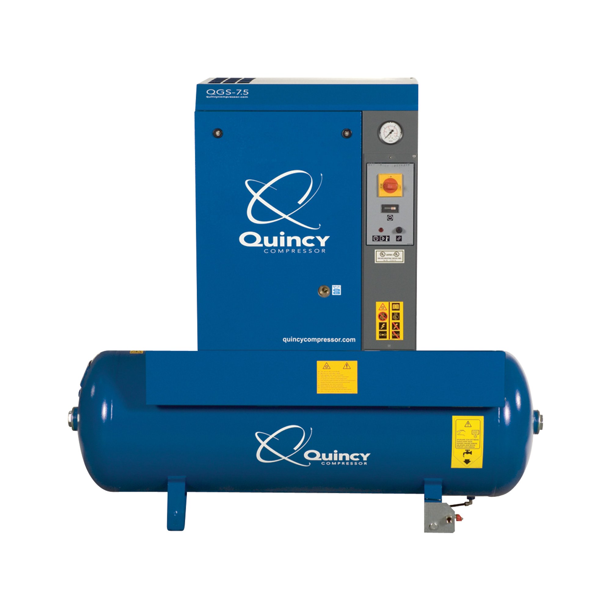 FREE SHIPPING — Quincy QGS Rotary Screw Compressor — 15 HP, 208/230/460V 3-Phase, 120 Gallon, 52 CFM, Model# QGS15