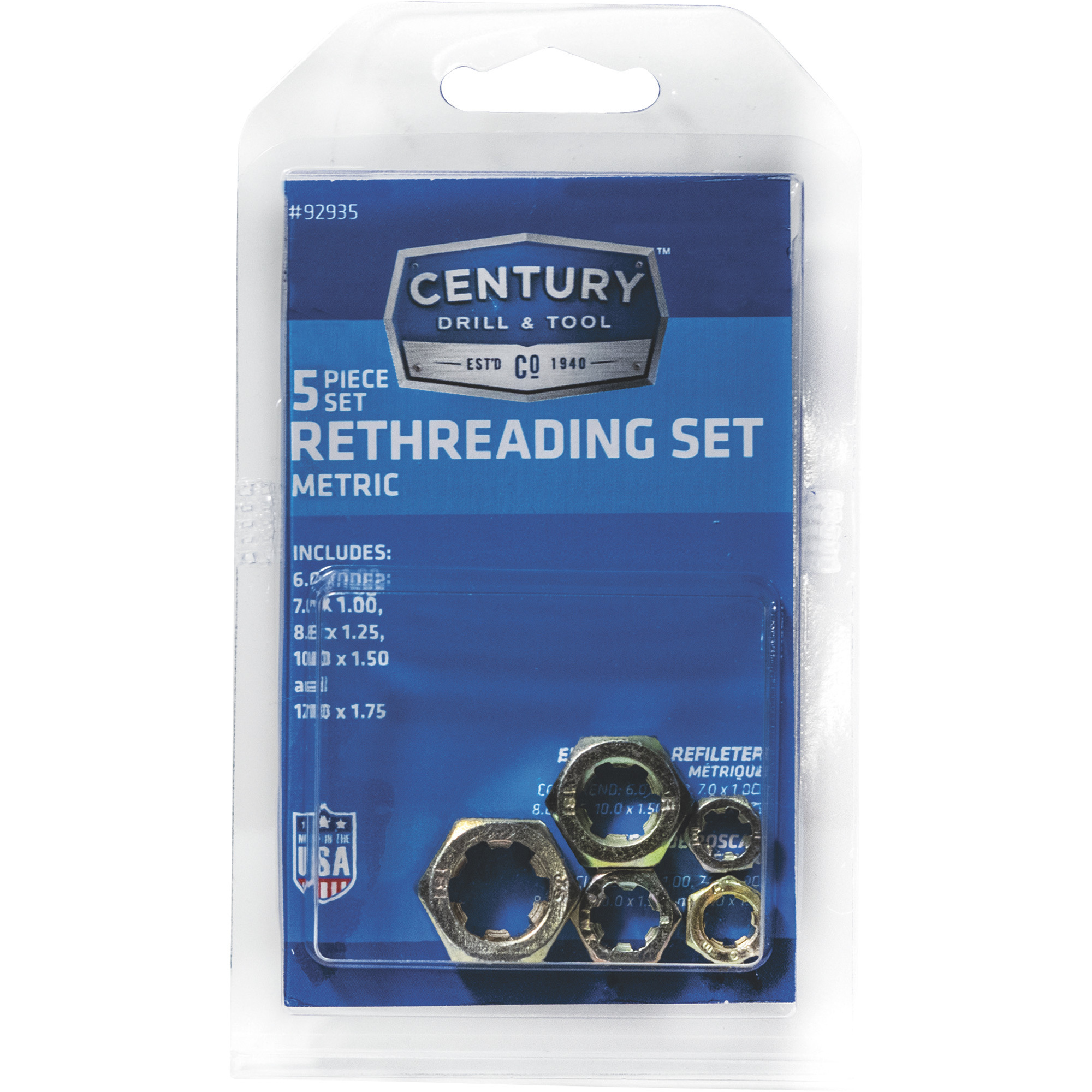 Century Tool Rethreading Die Set — 5Pcs., Metric, Model 92935